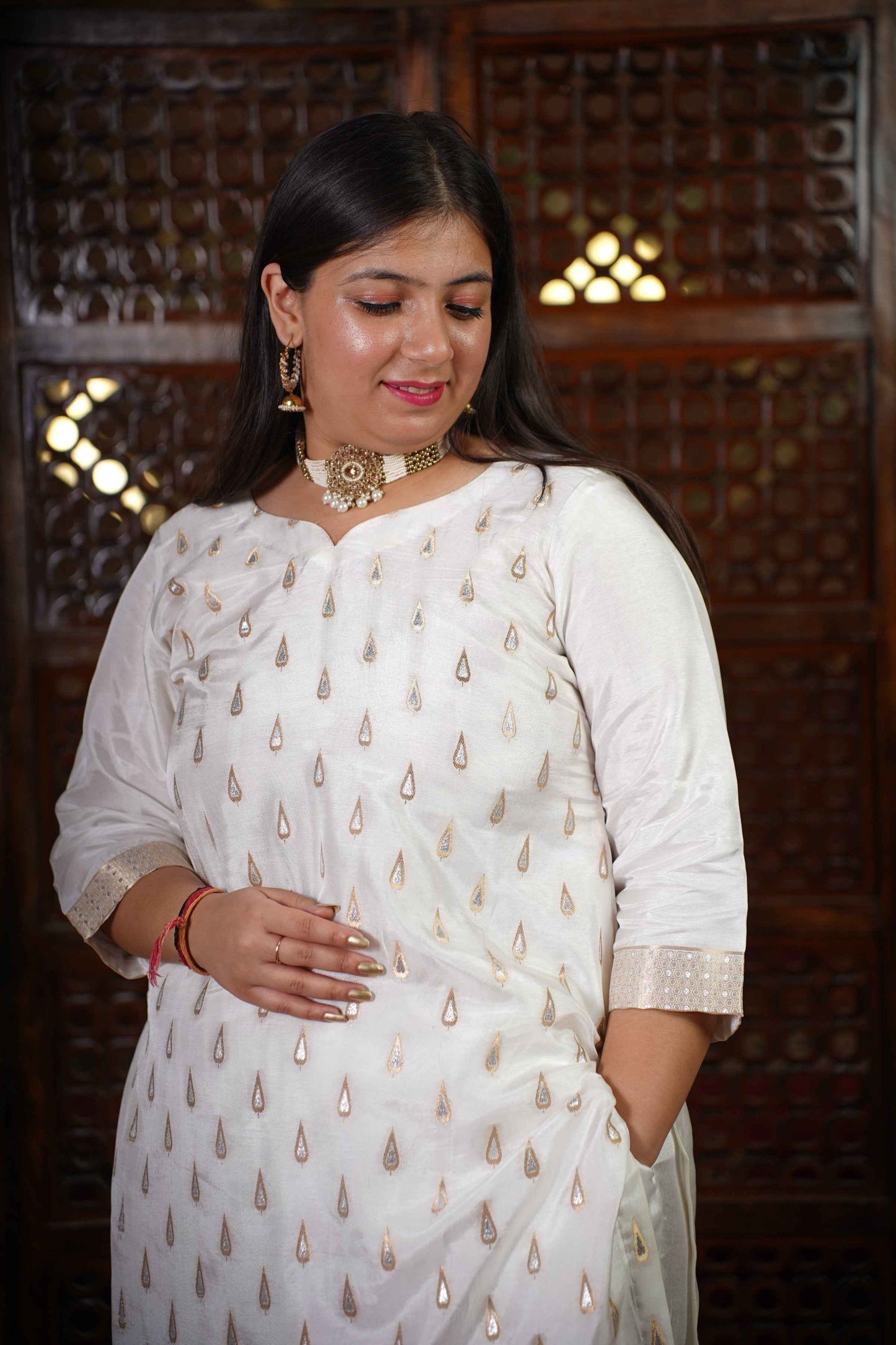 Aabha Jacquard Woven Silk Suit