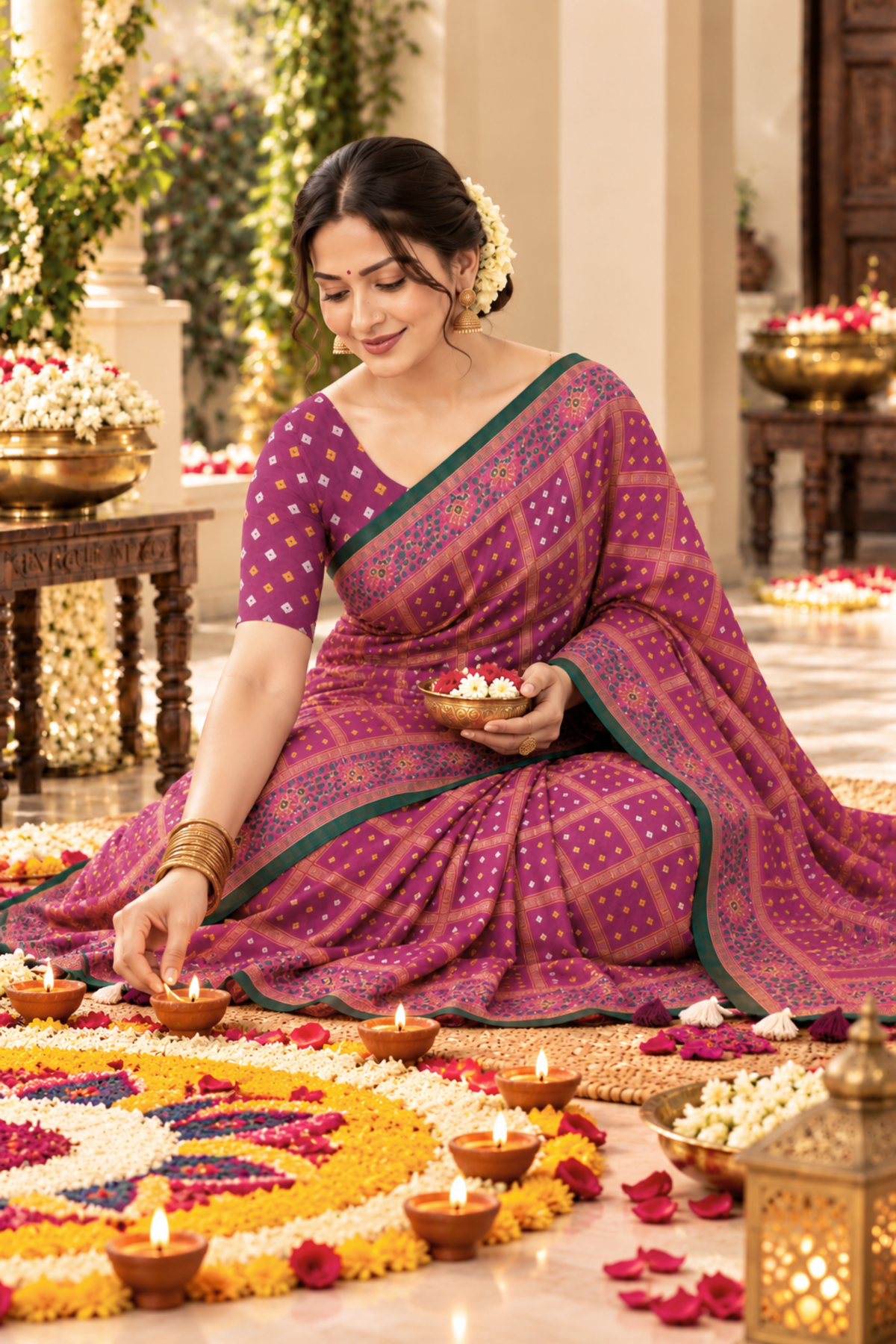 Vaidehi Printed Saree With 1.5 Mtr Blouse Piece