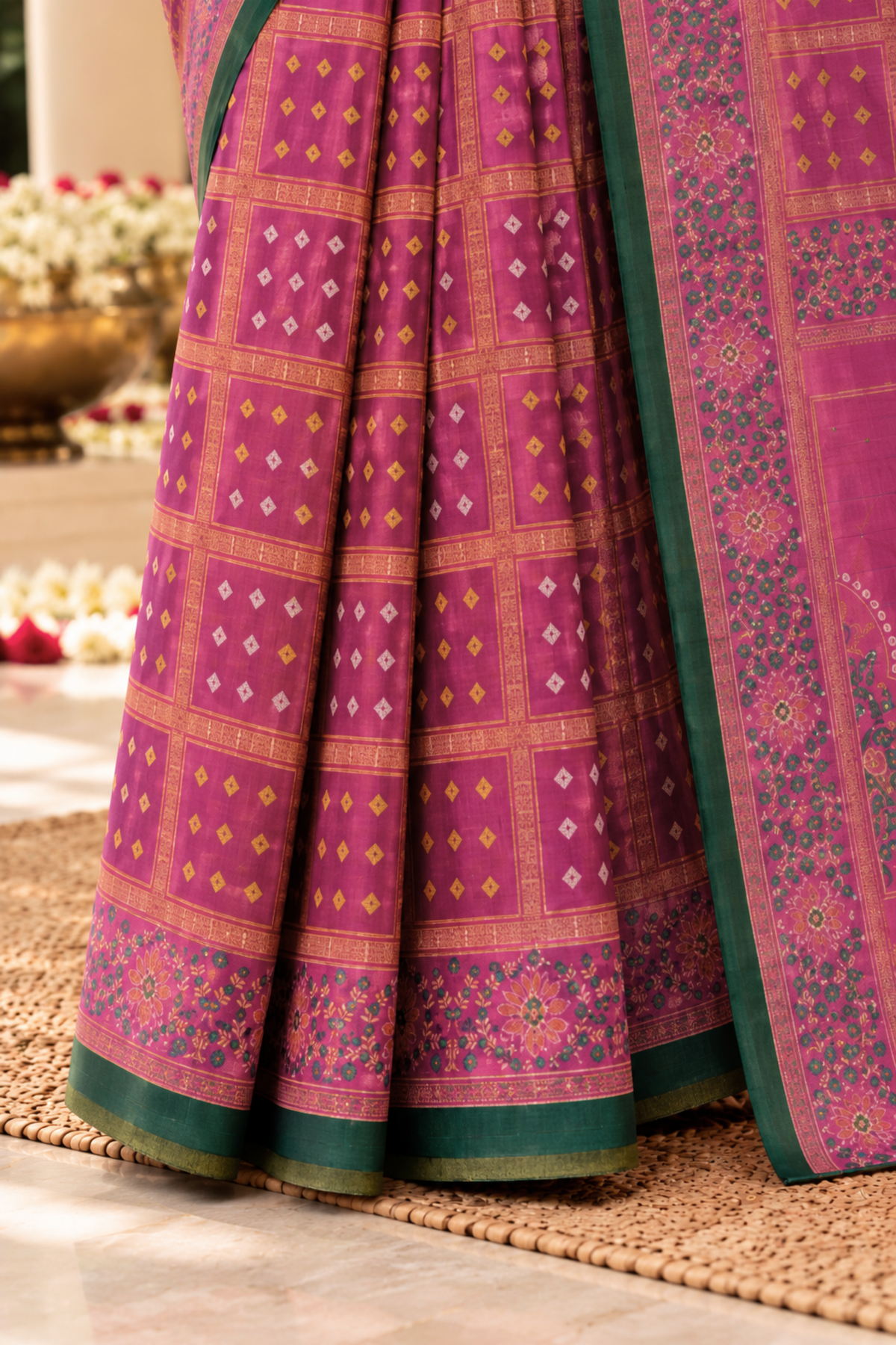 Vaidehi Printed Saree With 1.5 Mtr Blouse Piece