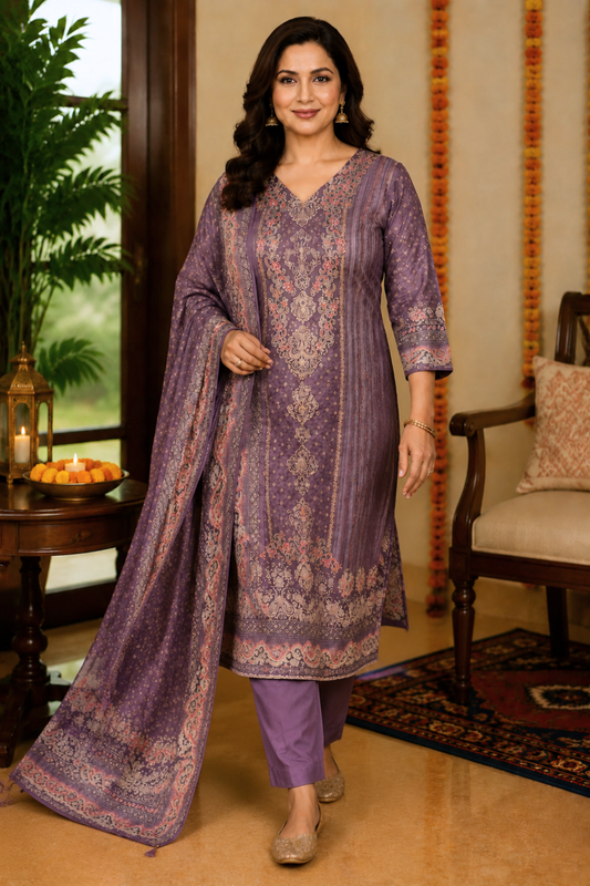 Aabroo Karachi Muslin Suit with Aari Work