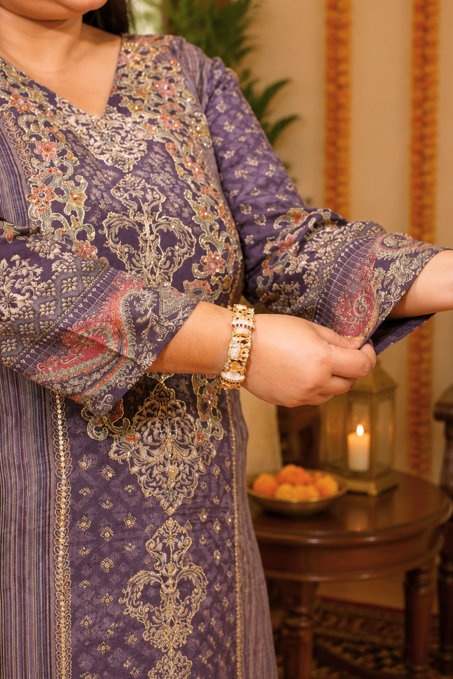 Aabroo Karachi Muslin Suit with Aari Work