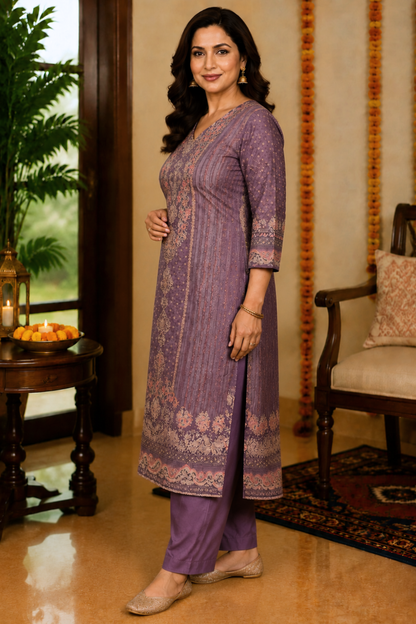 Aabroo Karachi Muslin Suit with Aari Work