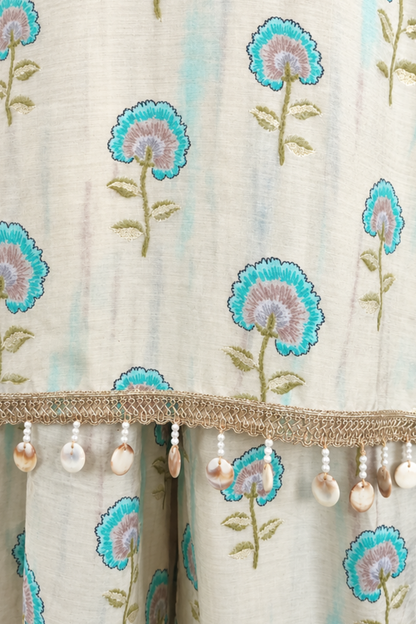 Aafreen Ivory Suit Set With Foil Print