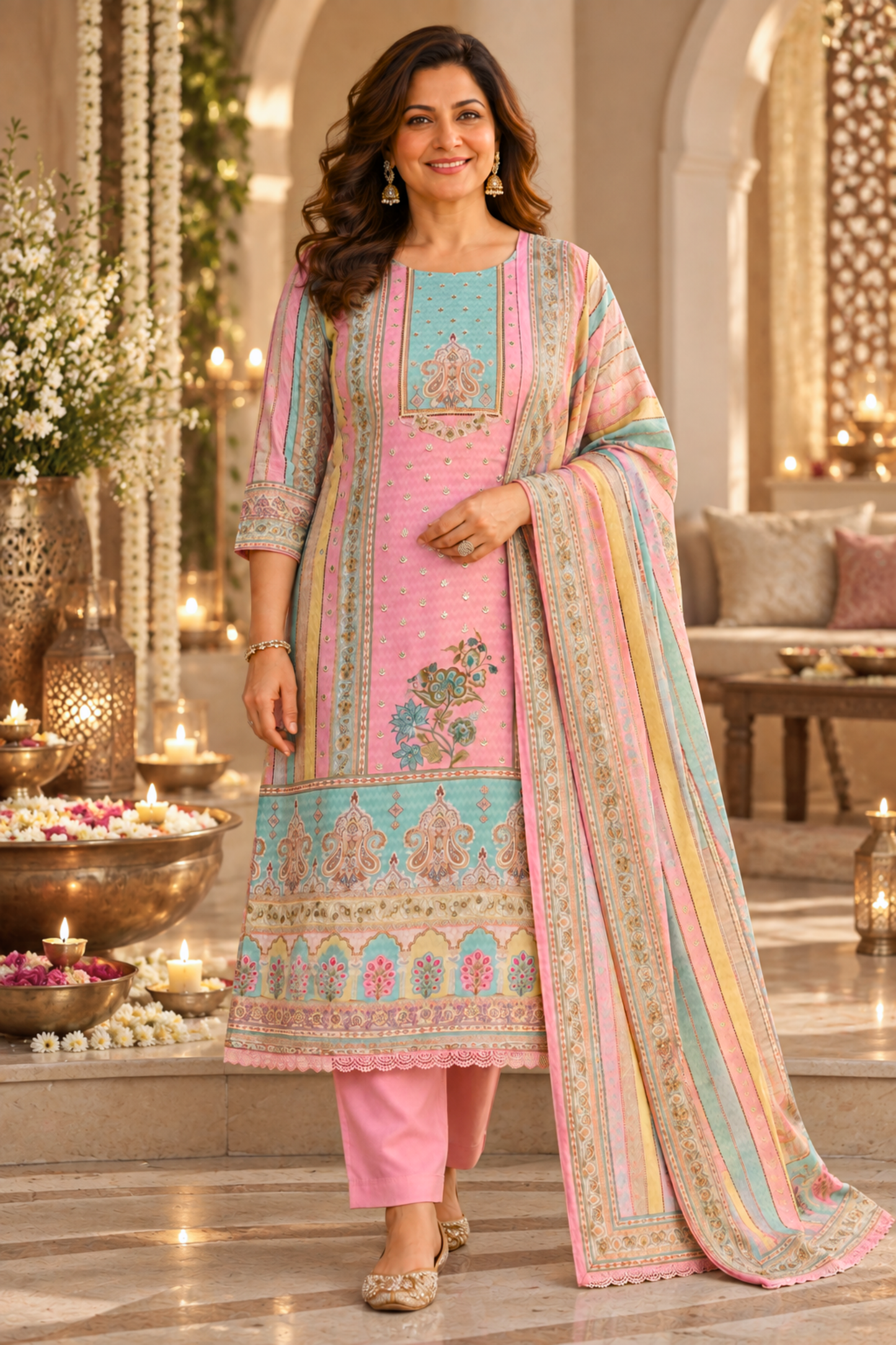 Aafreen Karachi Muslin Suit with Mirror Work
