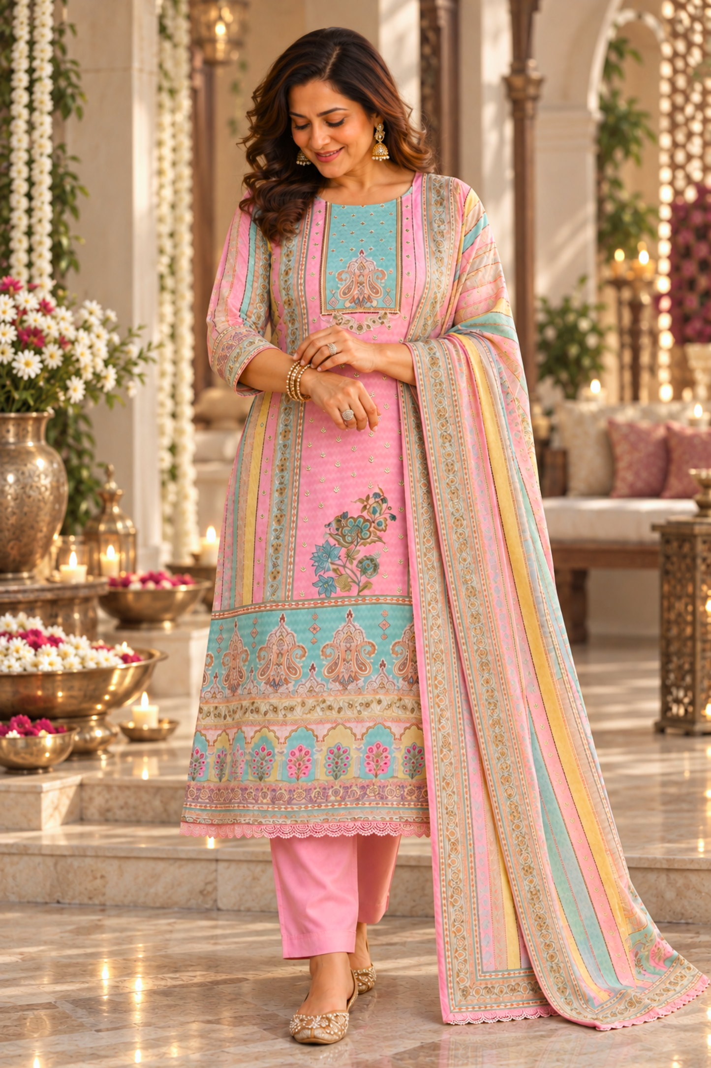 Aafreen Karachi Muslin Suit with Mirror Work