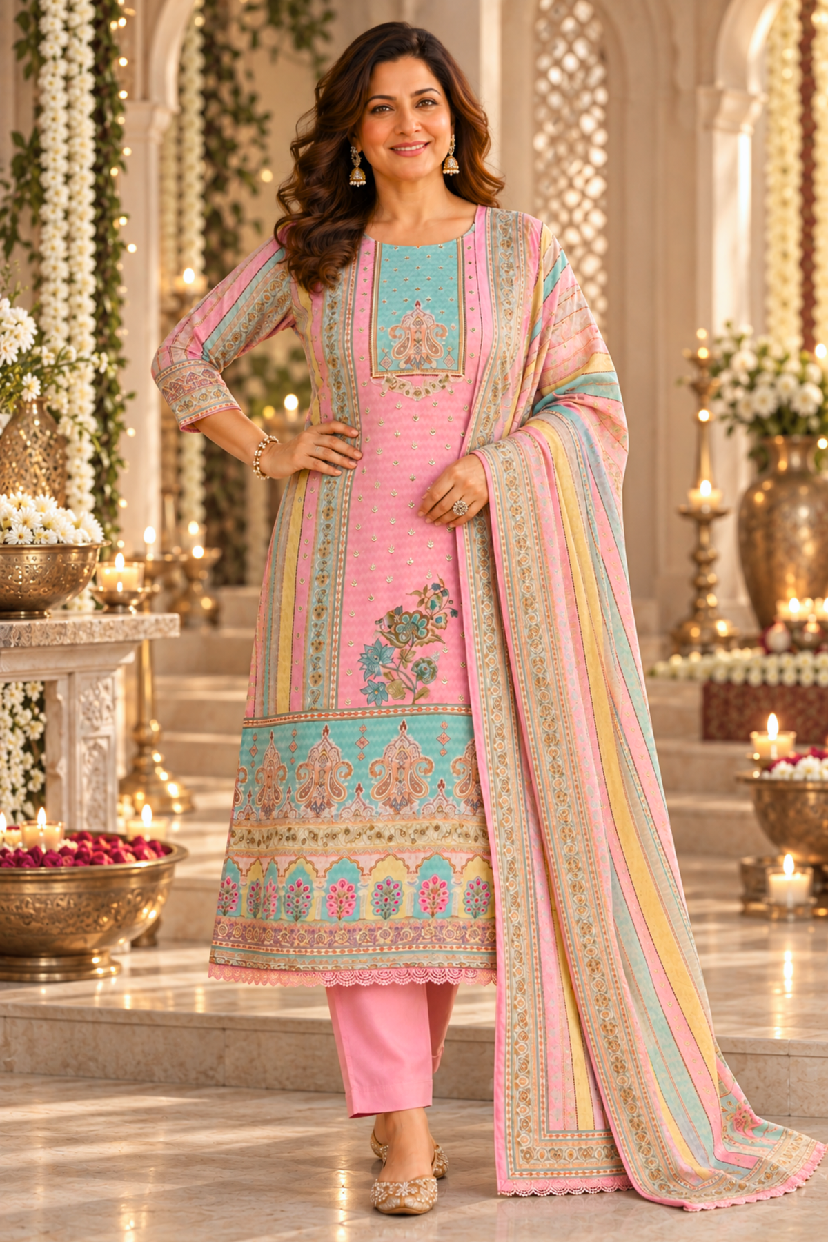 Aafreen Karachi Muslin Suit with Mirror Work