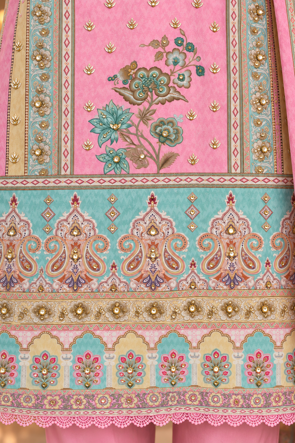 Aafreen Karachi Muslin Suit with Mirror Work