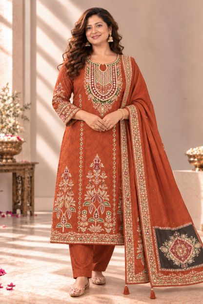 Aafreen Karachi Muslin Suit With Aari Work