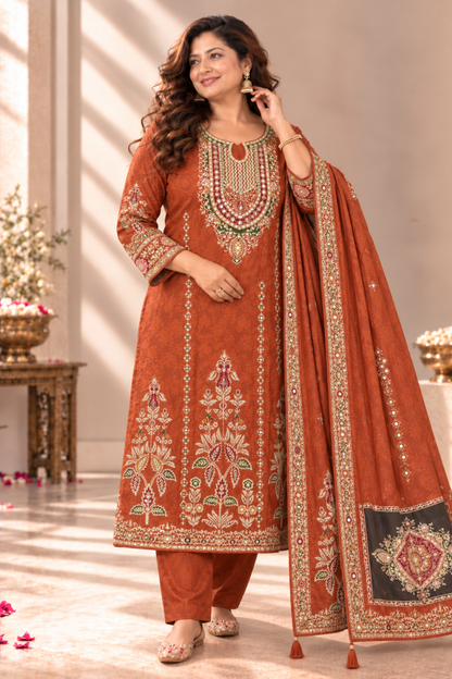 Aafreen Karachi Muslin Suit With Aari Work