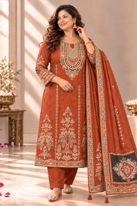 Aafreen Karachi Muslin Suit With Aari Work