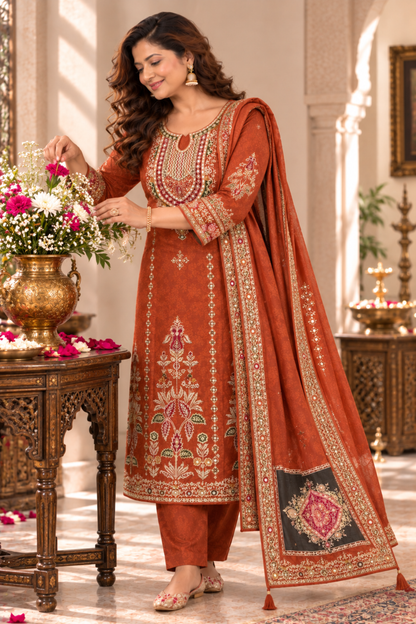 Aafreen Karachi Muslin Suit With Aari Work