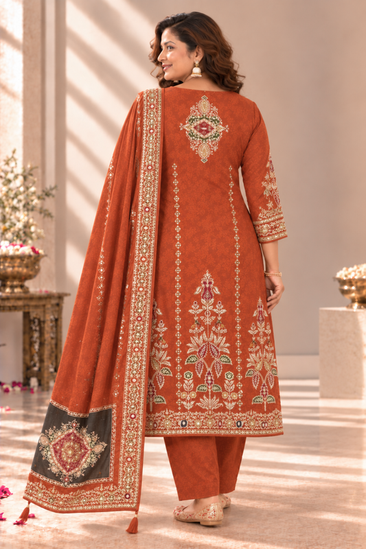 Aafreen Karachi Muslin Suit With Aari Work