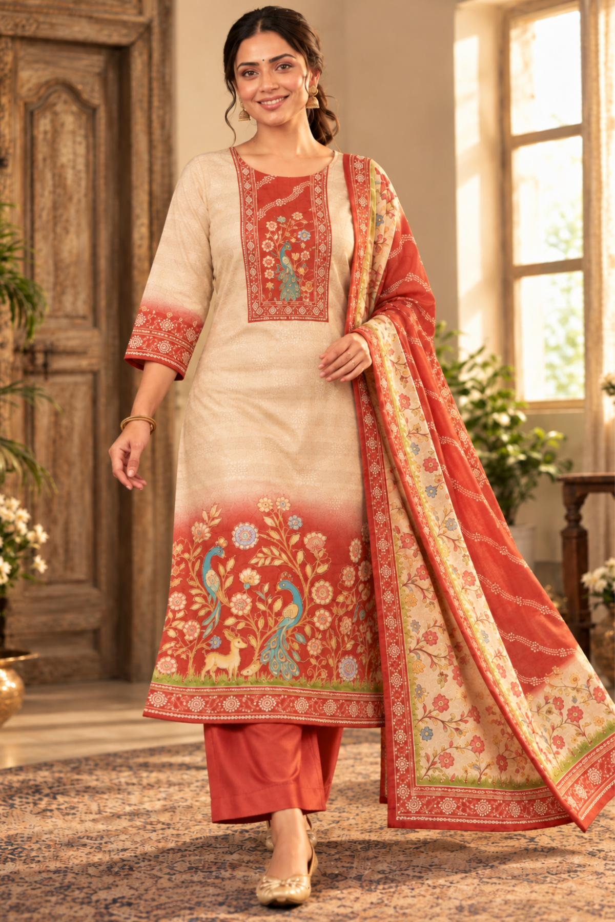 Jalebi Caramel Fancy Suit With Aari Work