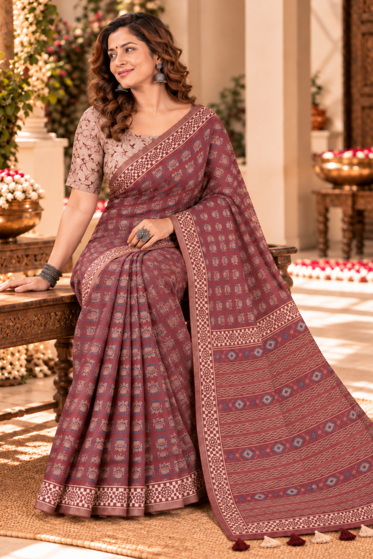 Aaradhya Printed Saree With 1.5 Mtr Blouse Piece