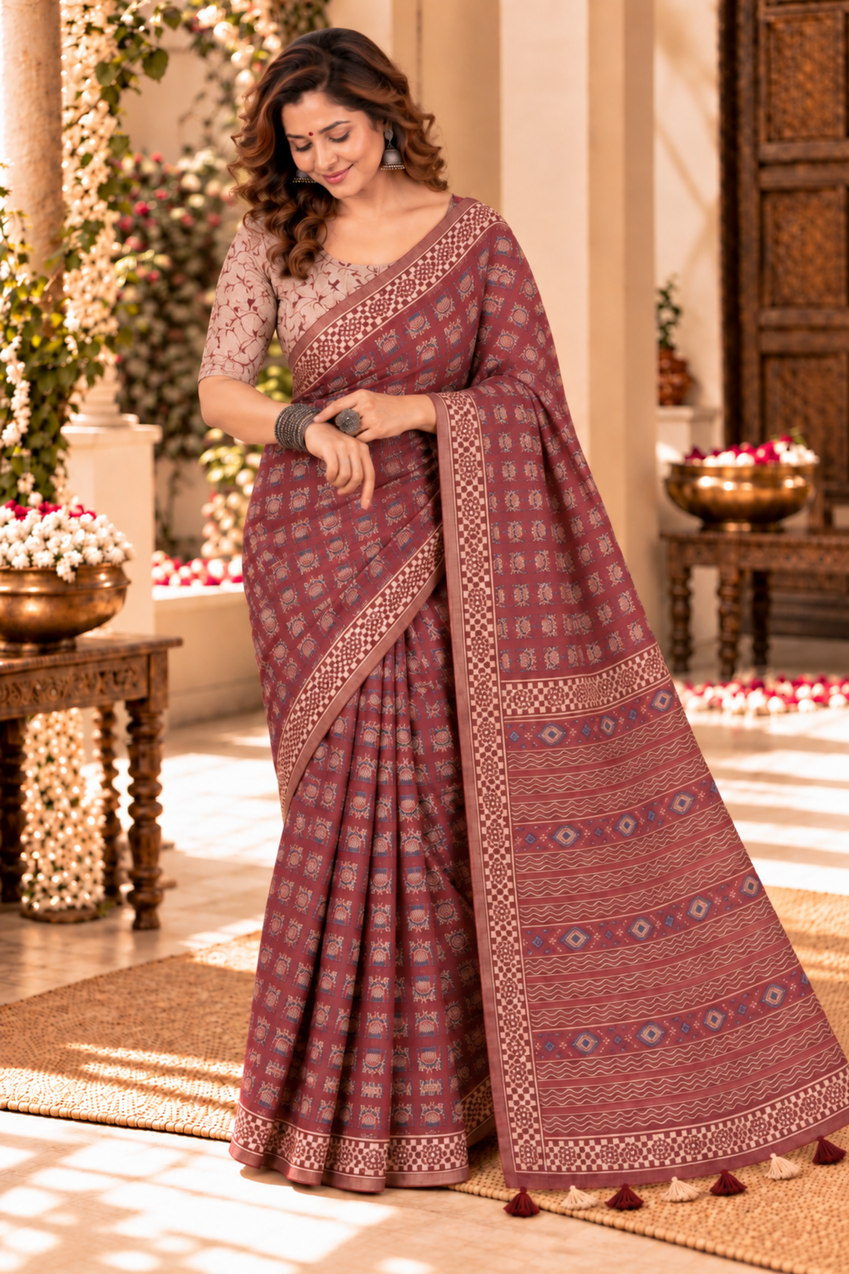 Aaradhya Printed Saree With 1.5 Mtr Blouse Piece