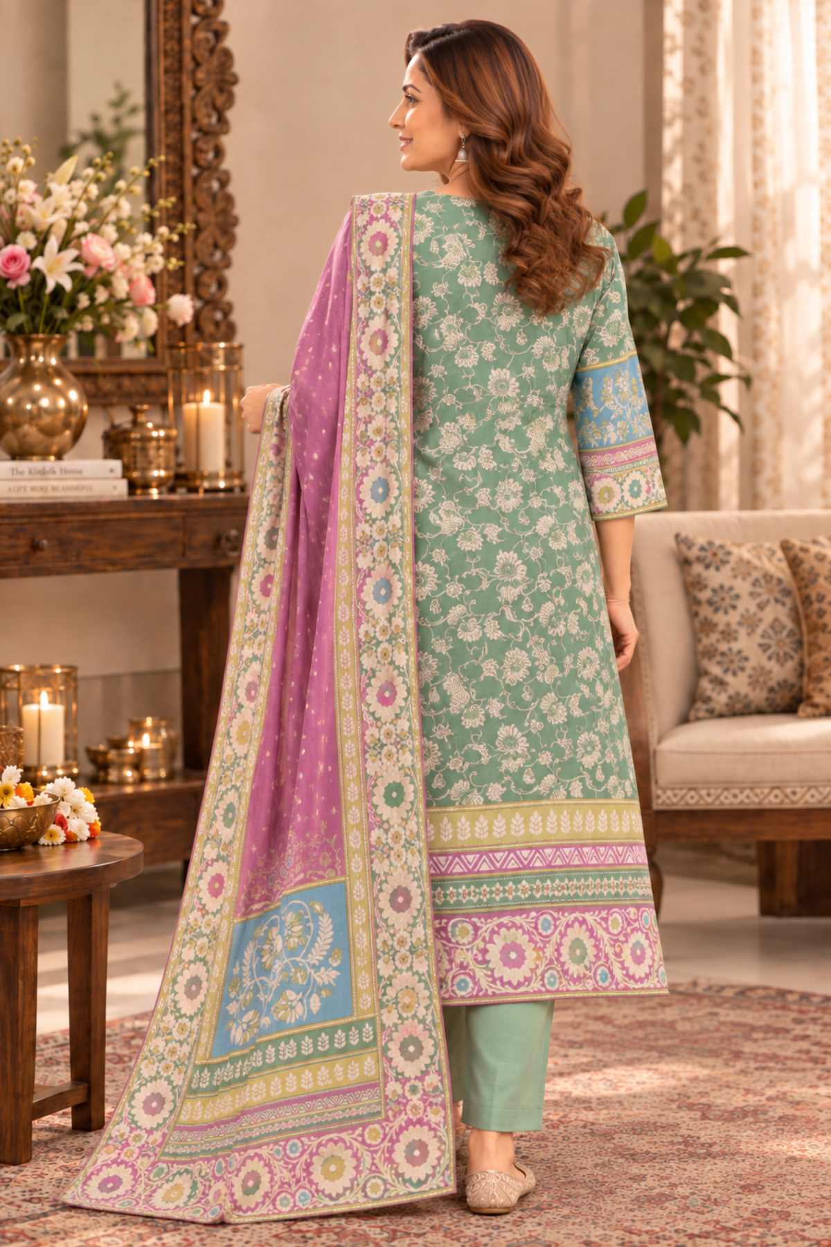 Aarohi Karachi Muslin Suit with Aari Work