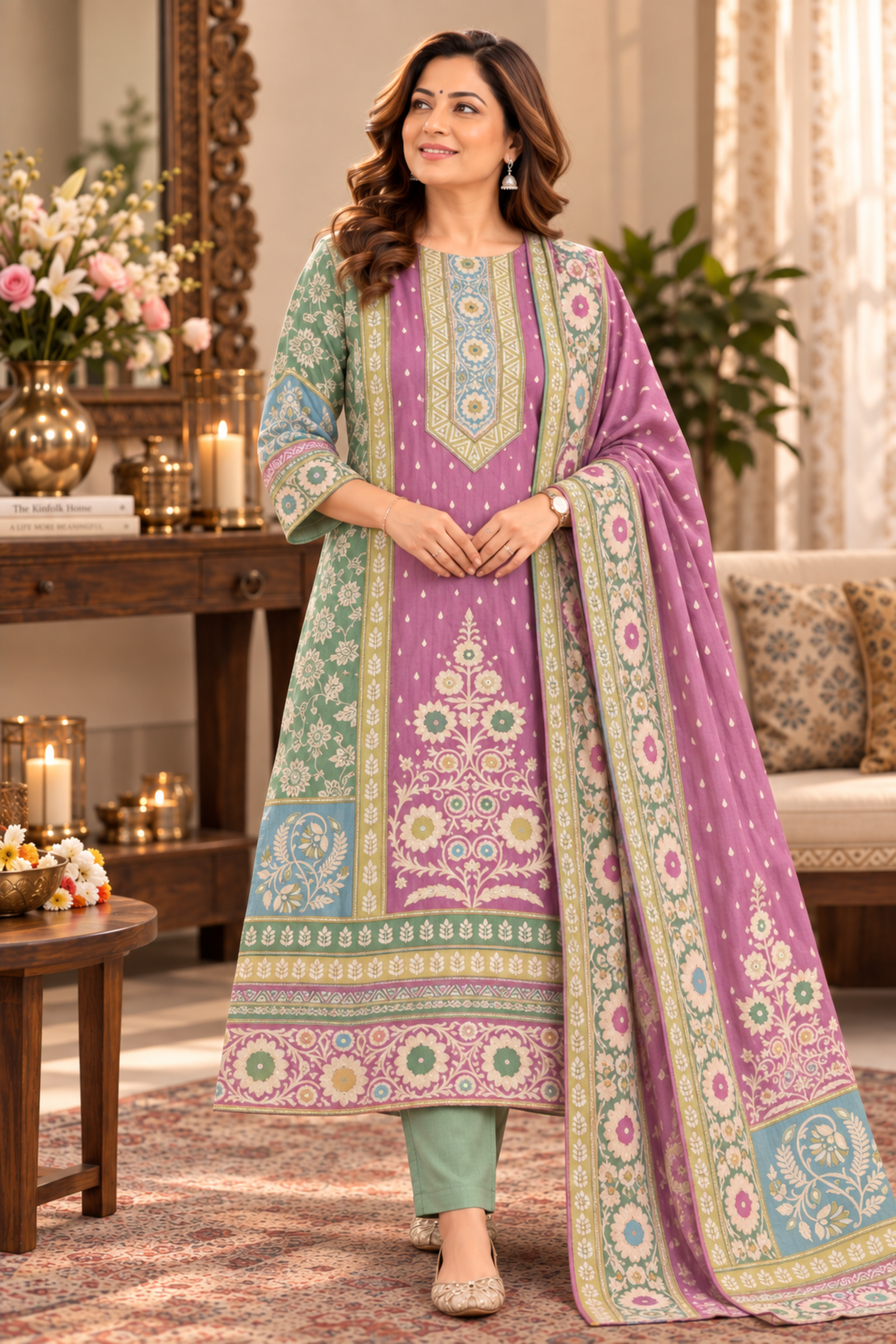 Aarohi Karachi Muslin Suit with Aari Work