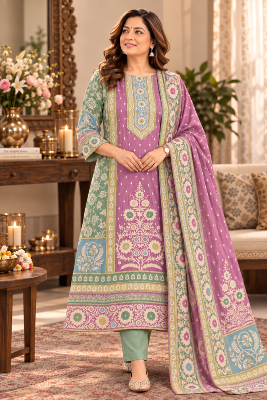 Aarohi Karachi Muslin Suit with Aari Work