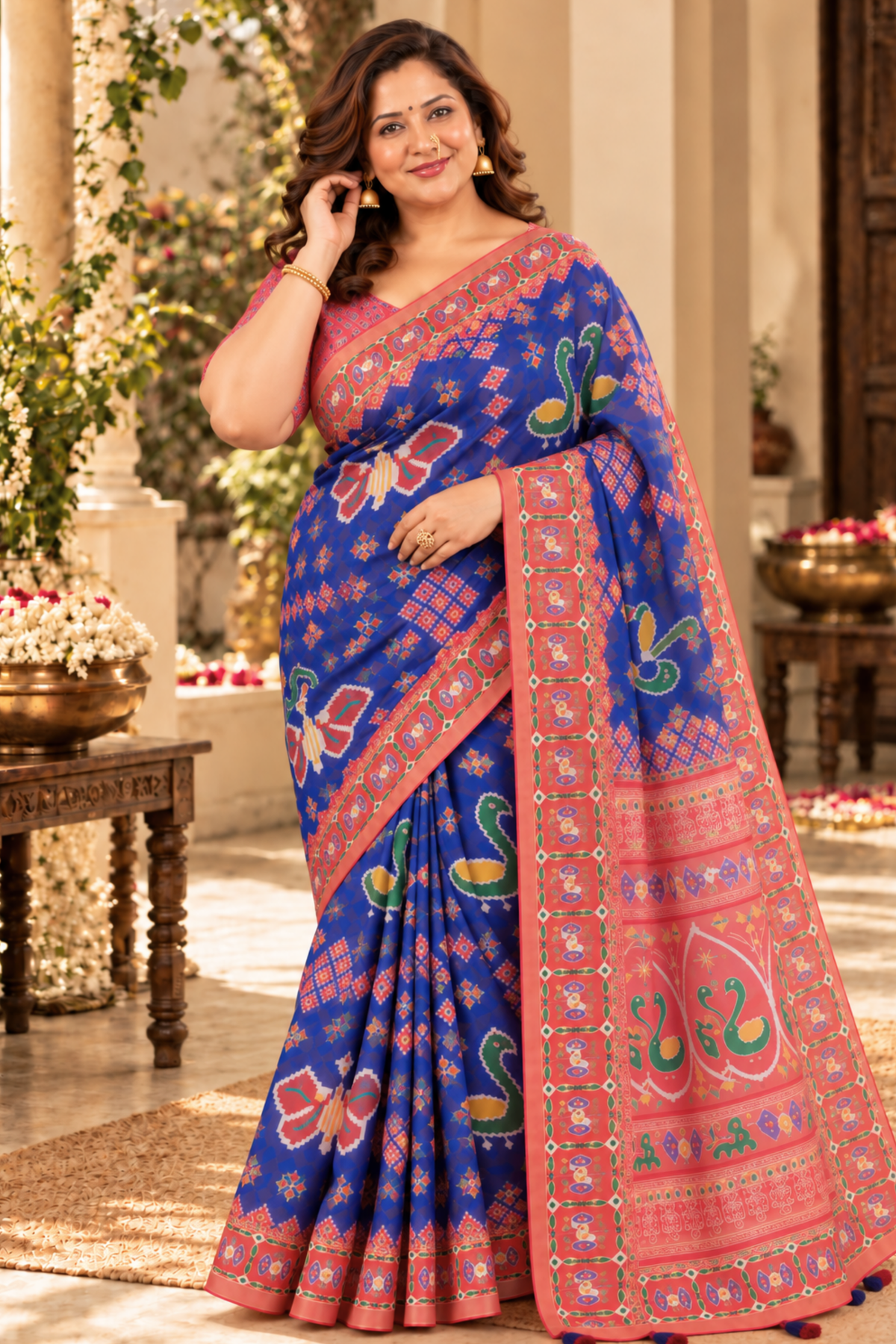 Aarohi Printed Saree With 1.5 Mtr Blouse Piece