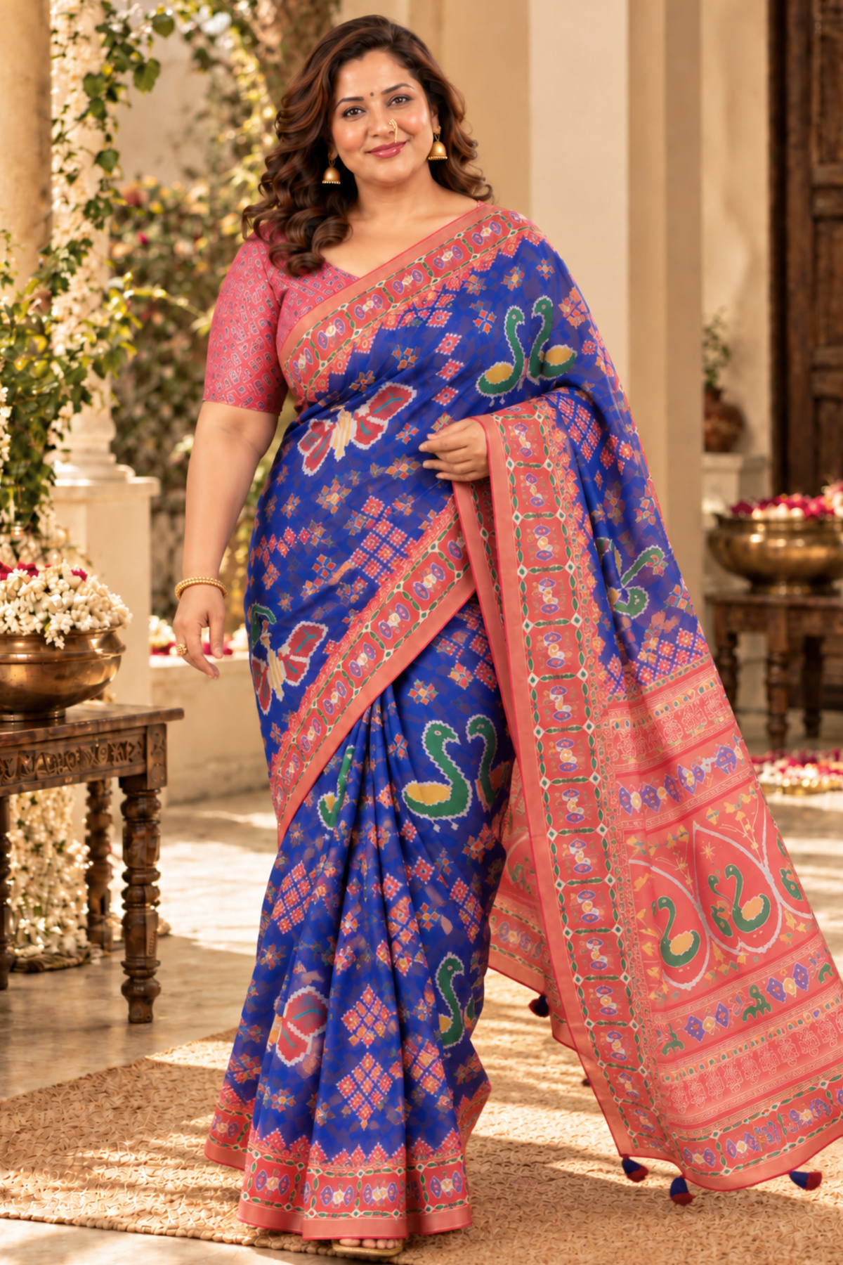 Aarohi Printed Saree With 1.5 Mtr Blouse Piece