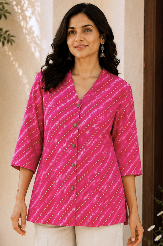 Abeer Leher Cotton Short Kurta