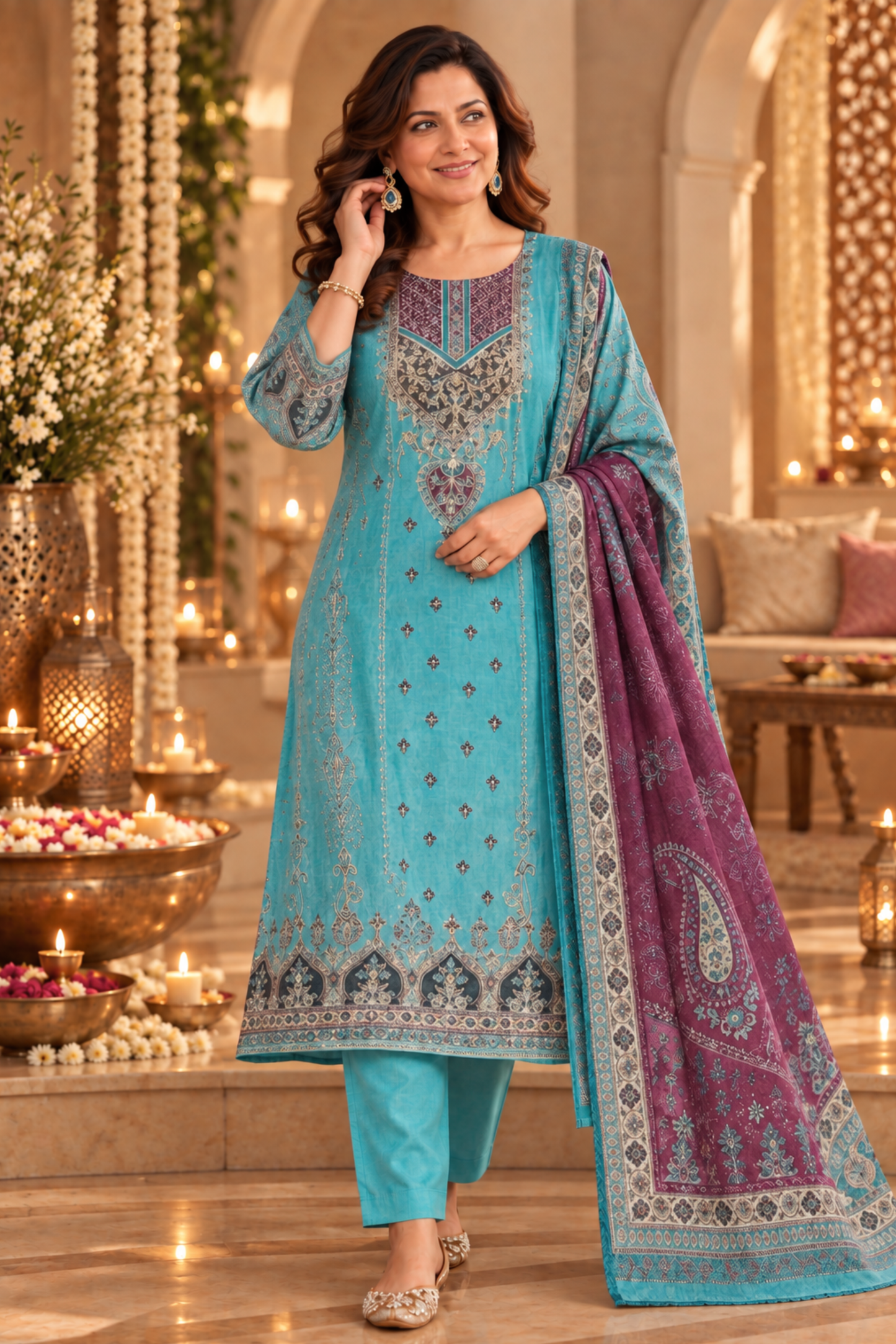 Afsana Karachi Muslin Suit with Aari Work