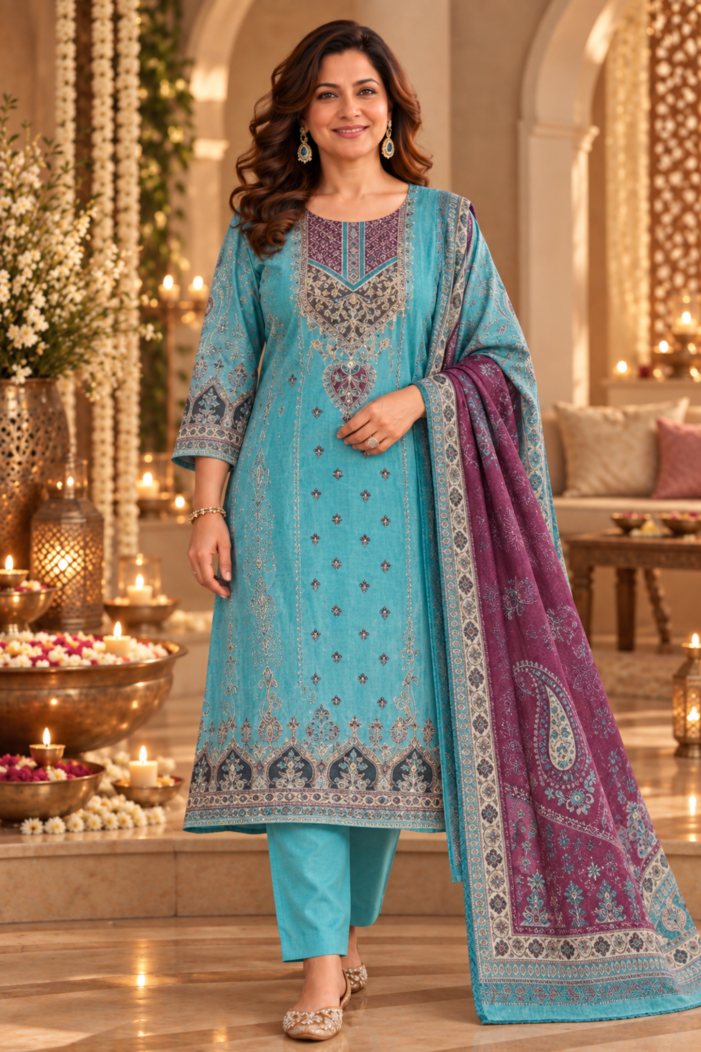 Afsana Karachi Muslin Suit with Aari Work