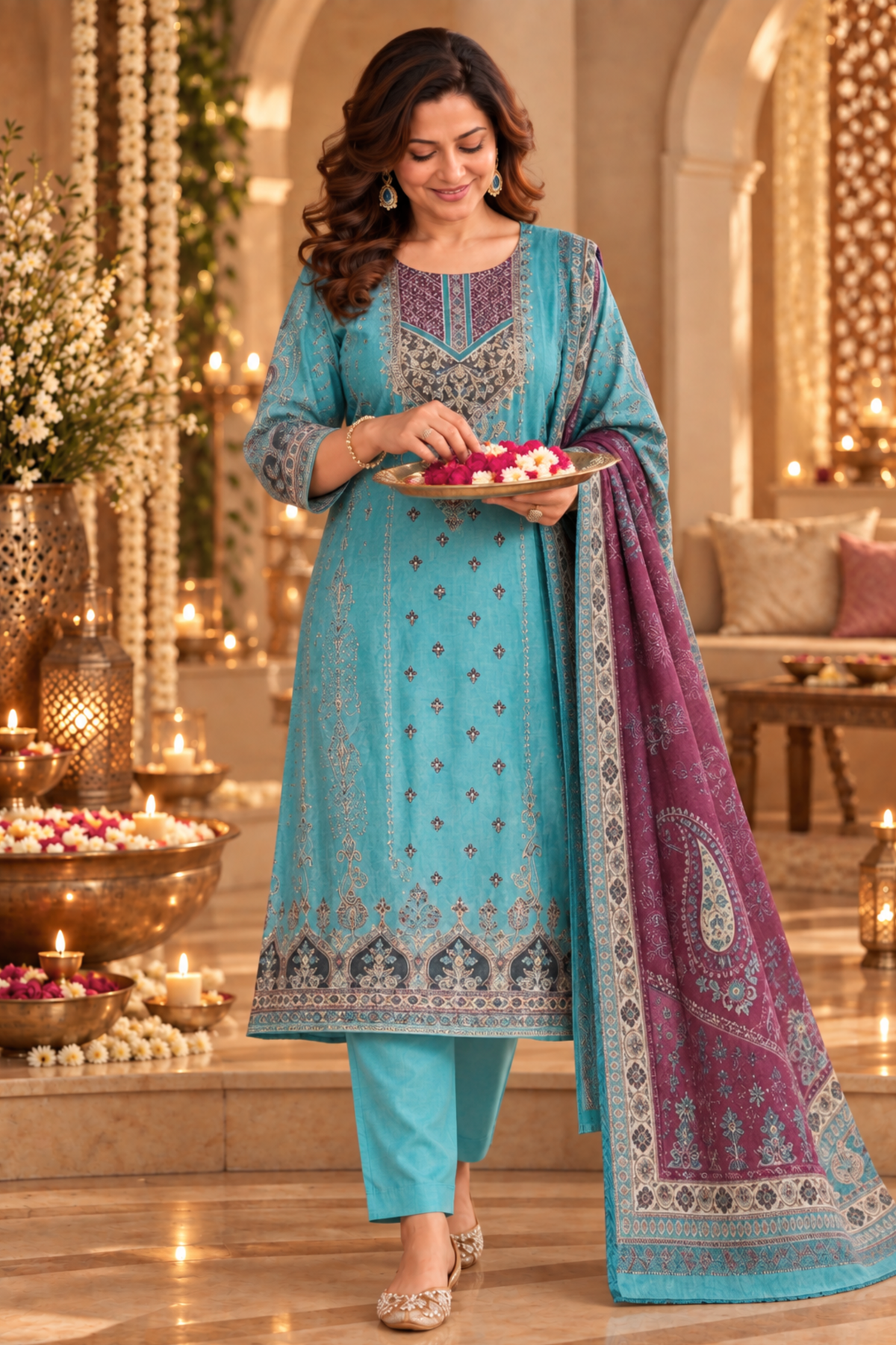 Afsana Karachi Muslin Suit with Aari Work