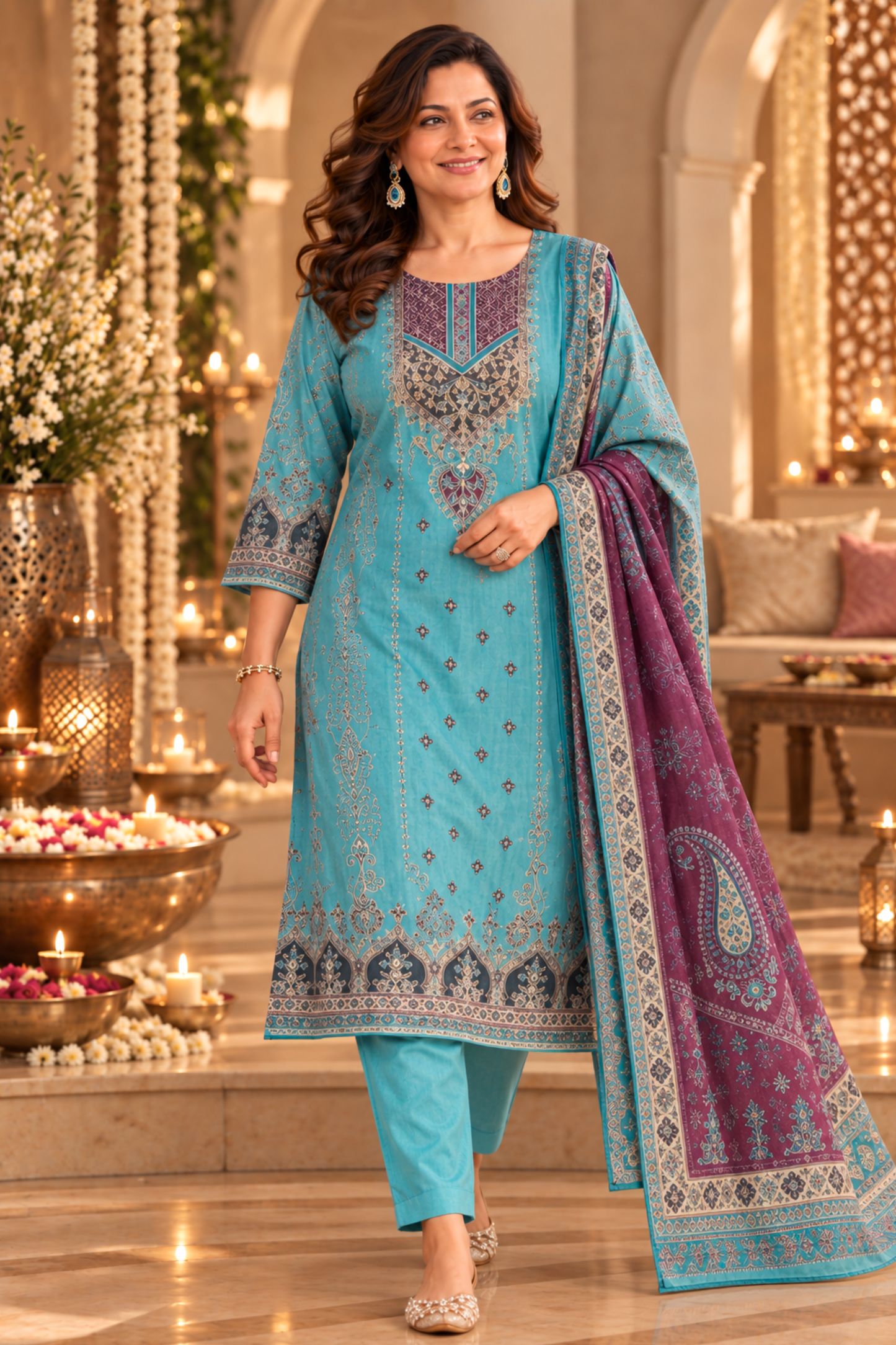 Afsana Karachi Muslin Suit with Aari Work