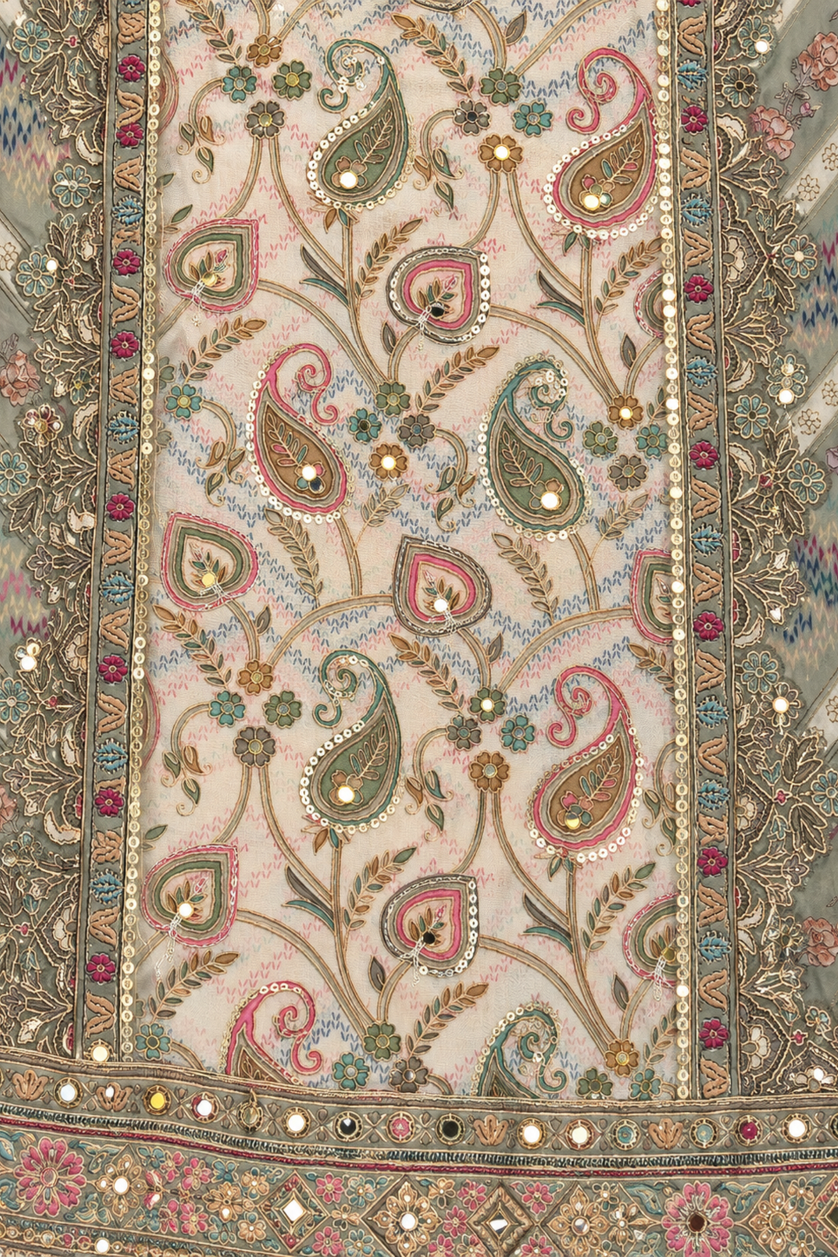 Noori Karachi Muslin Suit With Mirror Work