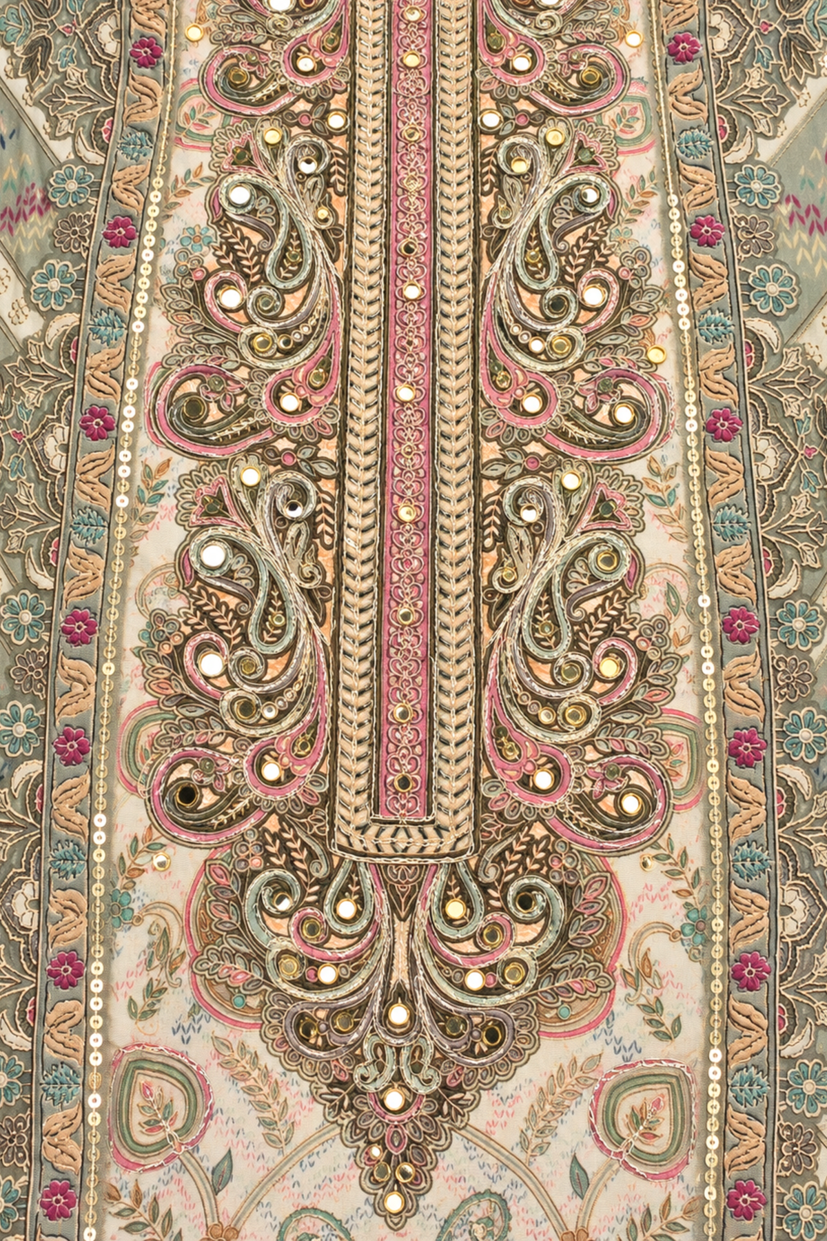 Noori Karachi Muslin Suit With Mirror Work