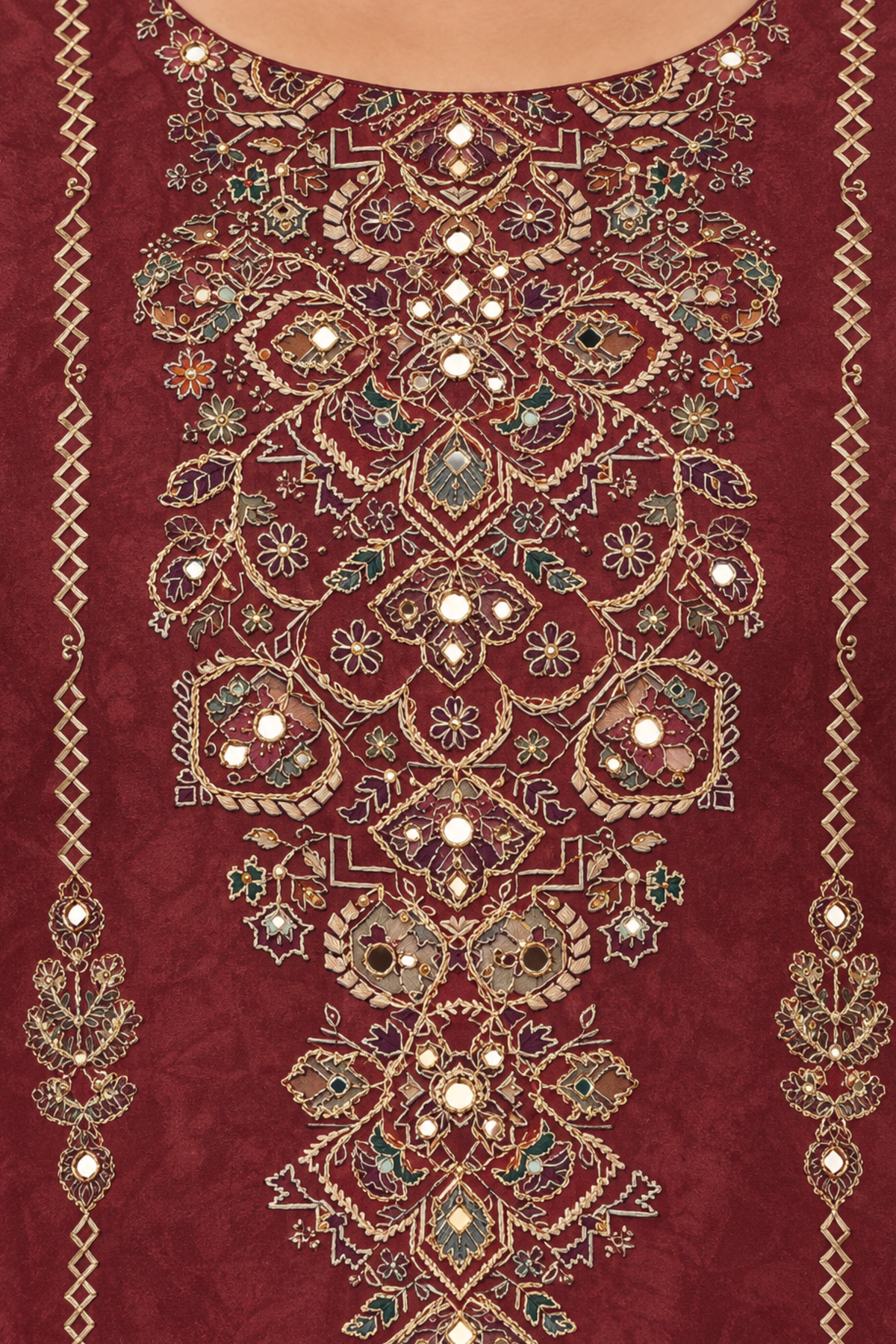 Alina Karachi Muslin Suit With Mirror Work