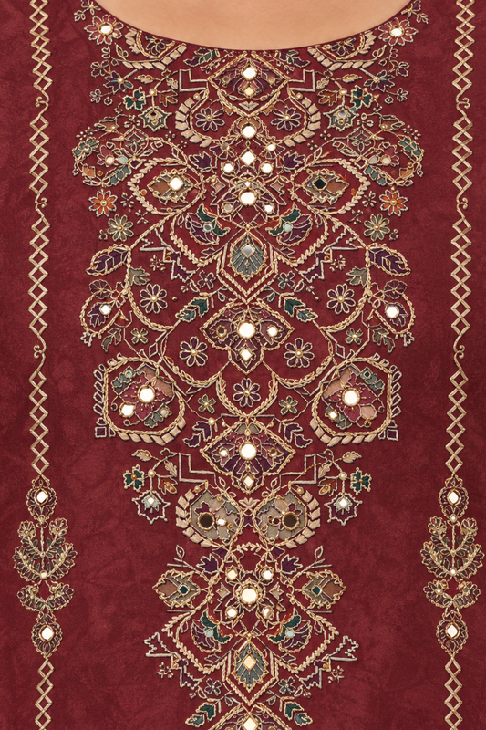 Alina Karachi Muslin Suit With Mirror Work