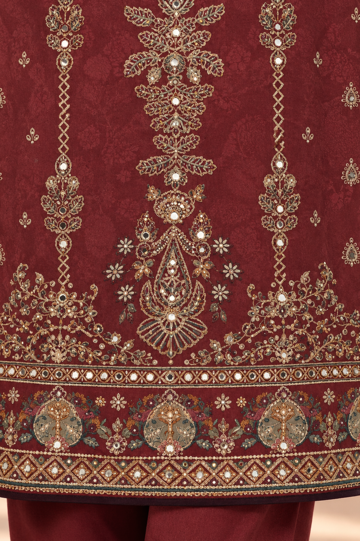 Alina Karachi Muslin Suit With Mirror Work