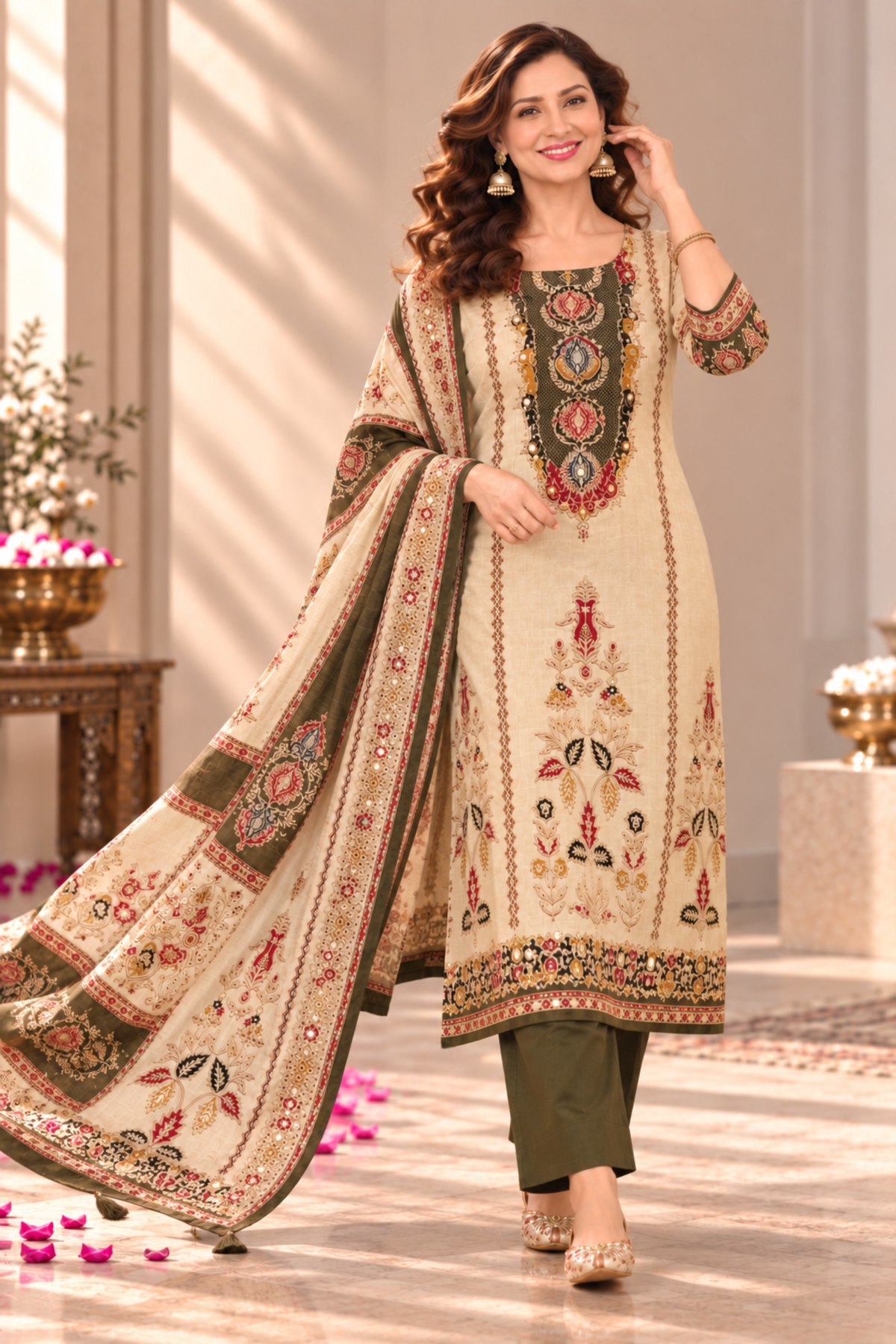 Aliya Karachi Muslin Suit With Aari Work