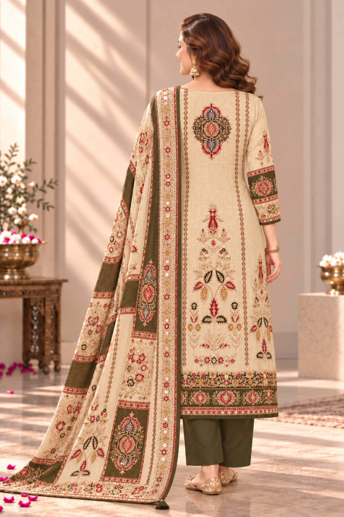 Aliya Karachi Muslin Suit With Aari Work