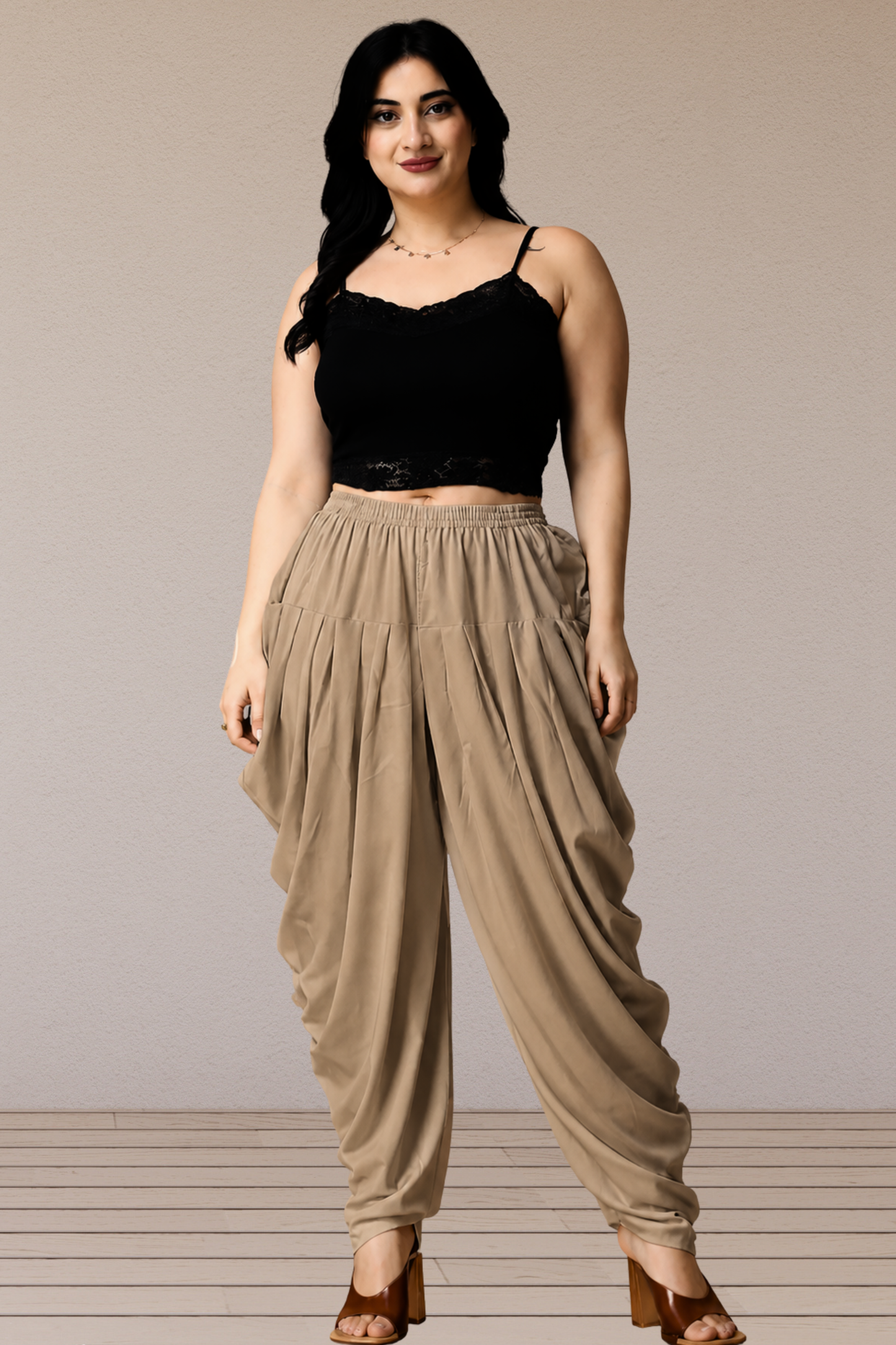 Almond Beige Belted Dhoti Salwar