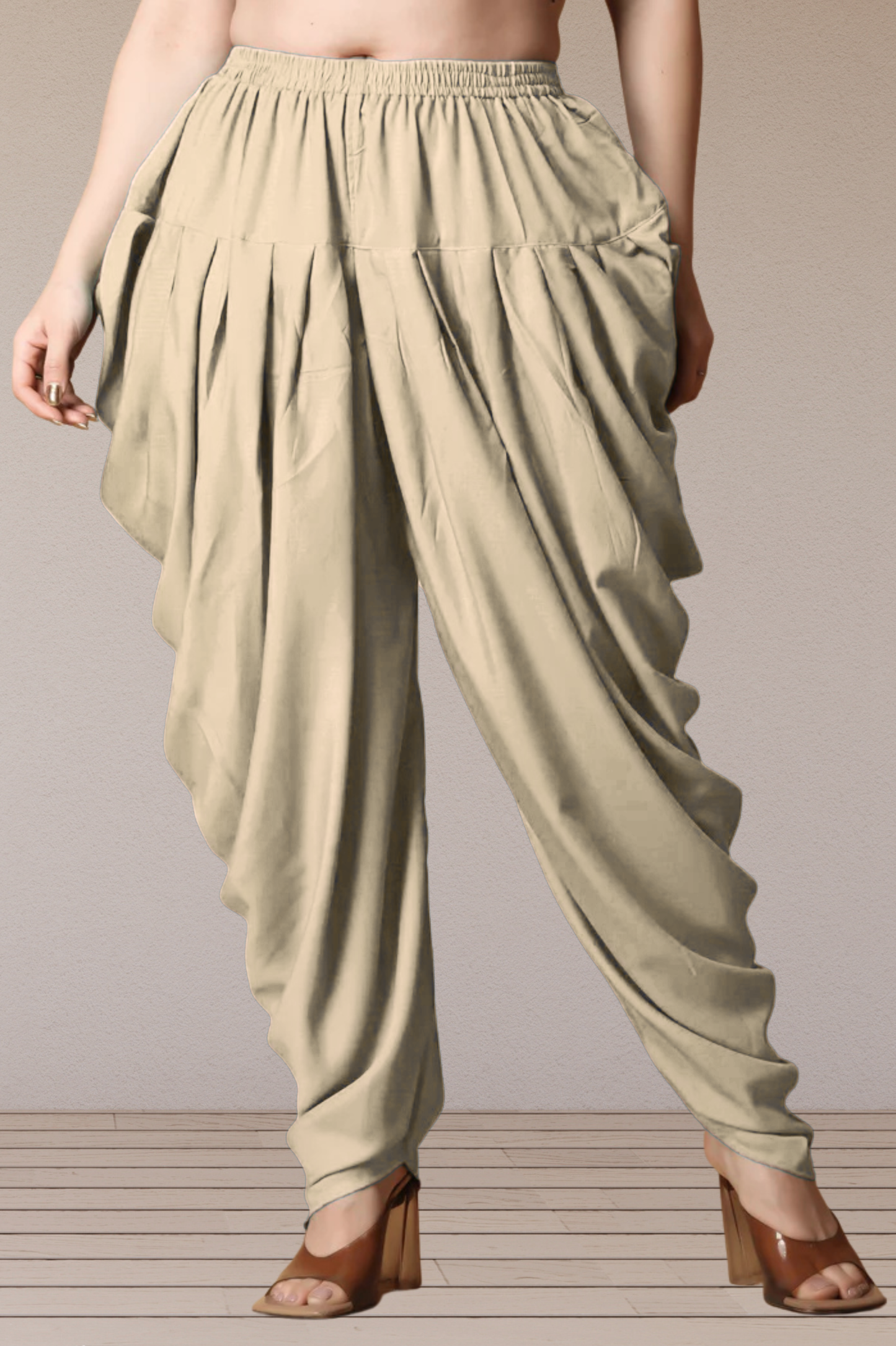 Almond Beige Belted Dhoti Salwar