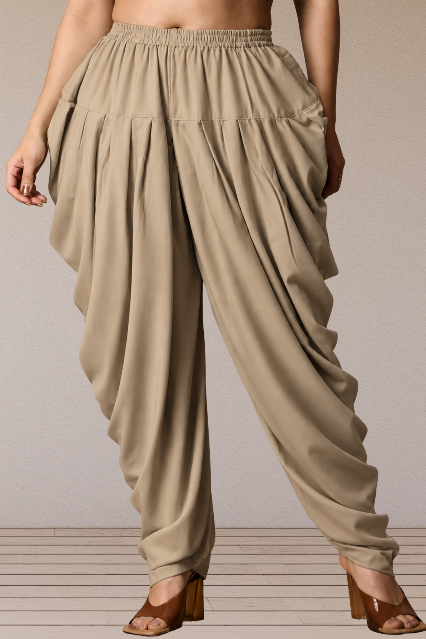 Almond Beige Belted Dhoti Salwar