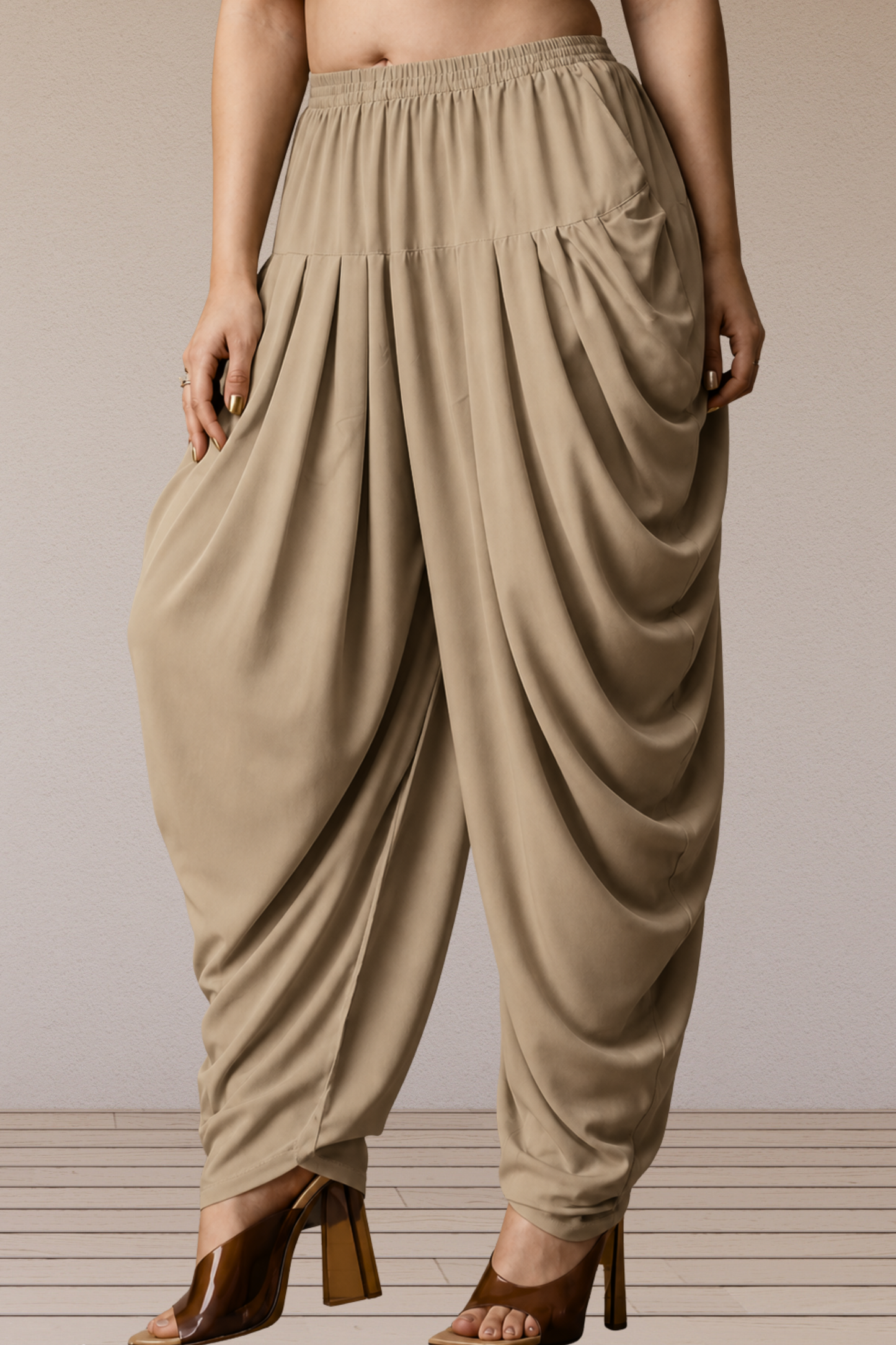 Almond Beige Belted Dhoti Salwar