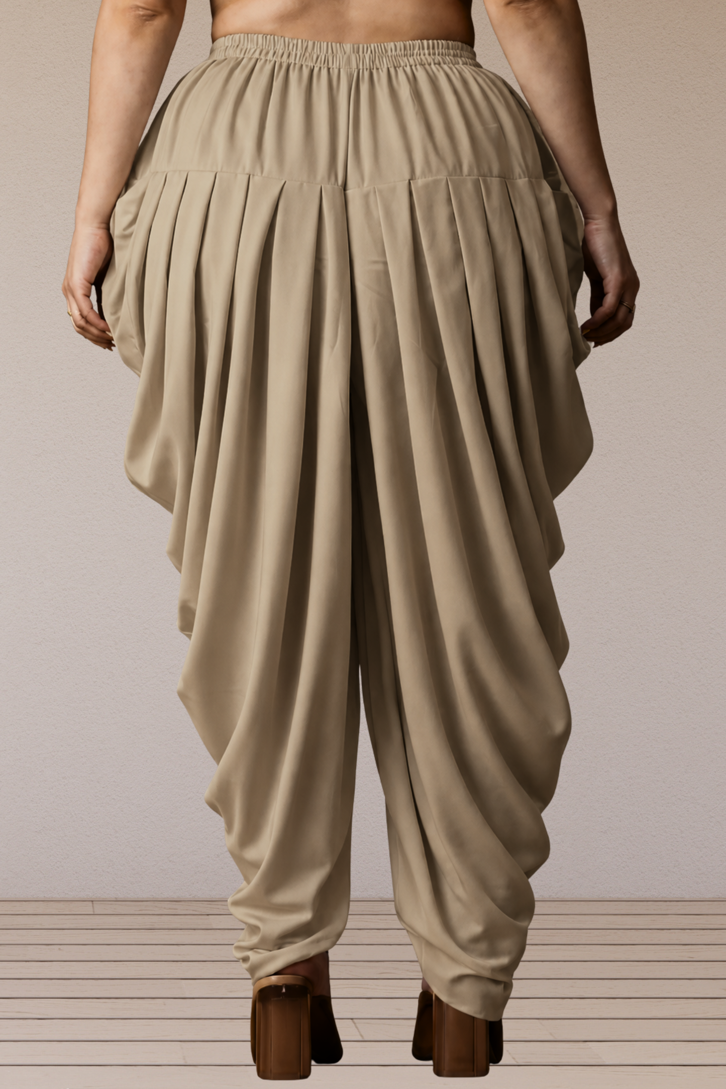 Almond Beige Belted Dhoti Salwar