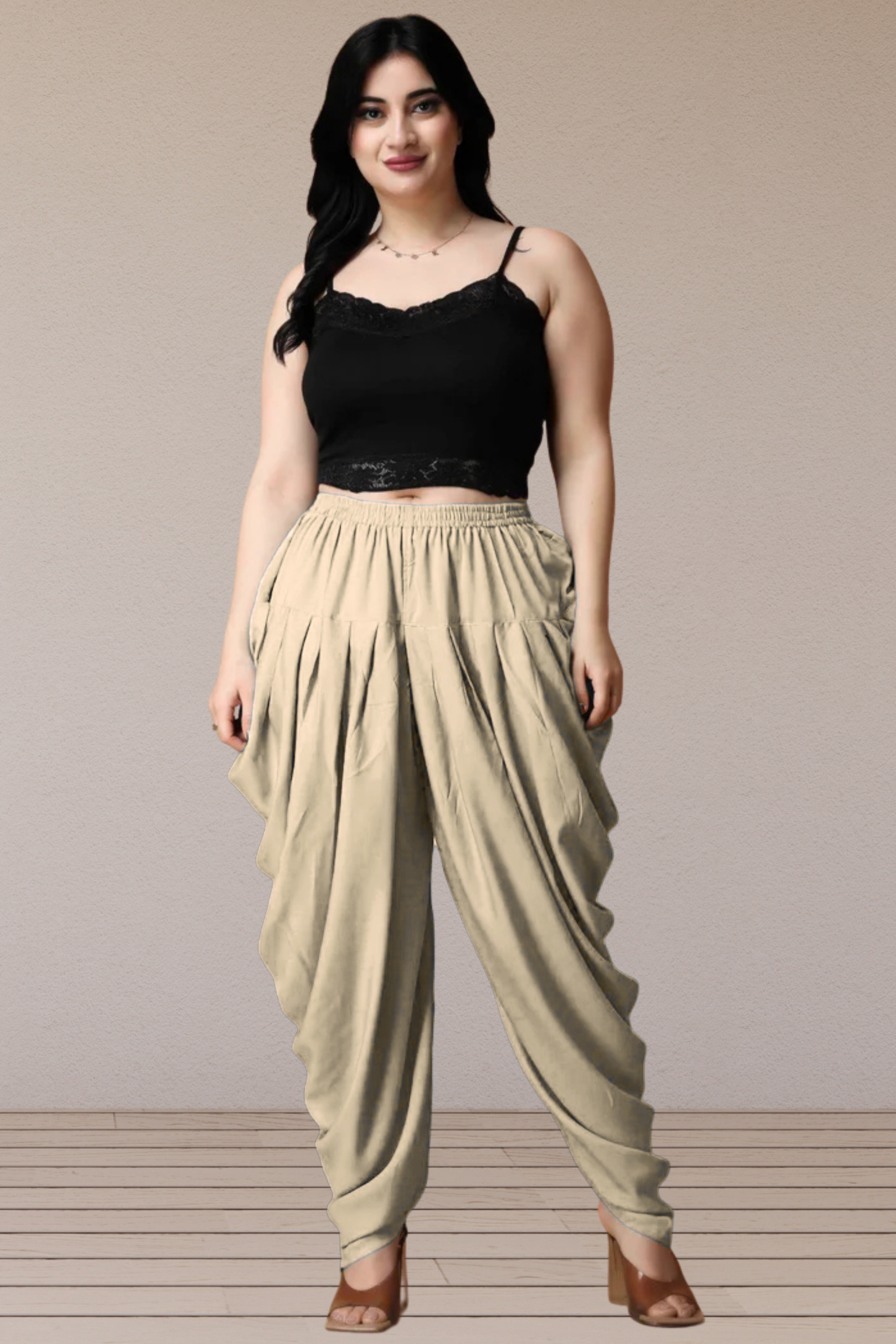 Almond Beige Belted Dhoti Salwar