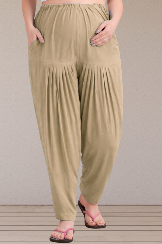 Almond Beige Easy Fit Rayon Maternity Salwar