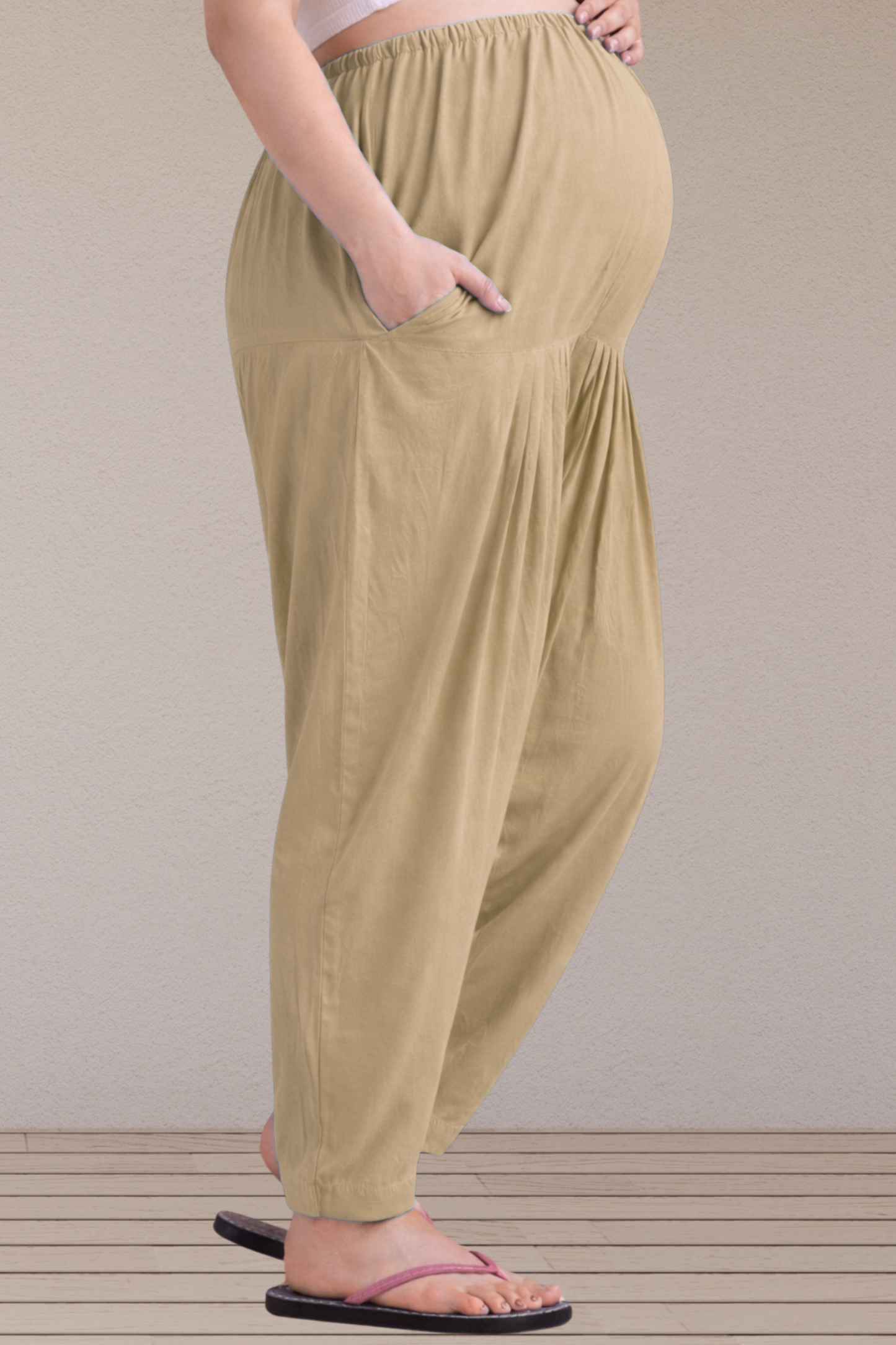 Almond Beige Easy Fit Rayon Maternity Salwar