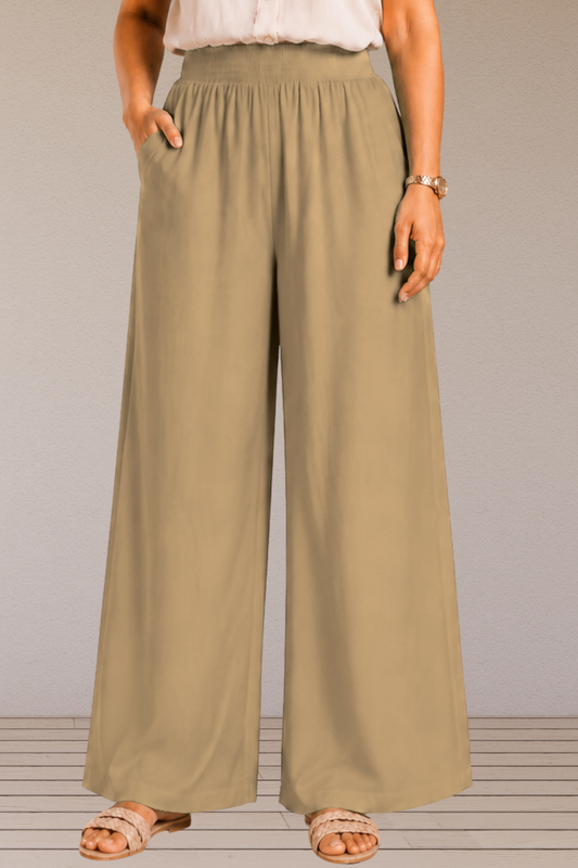 Almond Beige Flared Palazzo Pant
