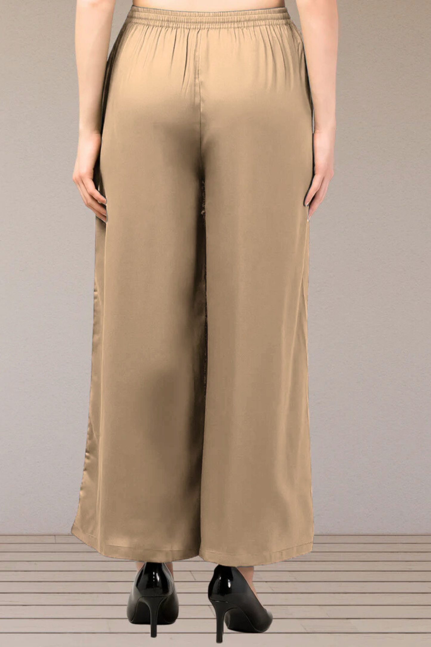 Almond Beige Flared Palazzo Pant