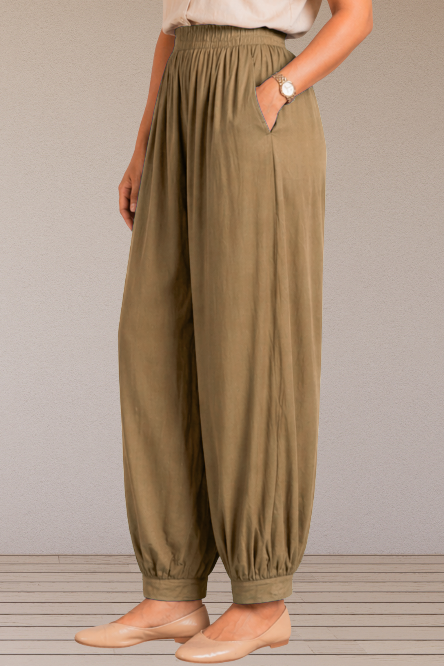 Almond Beige Rayon Afghani Pants