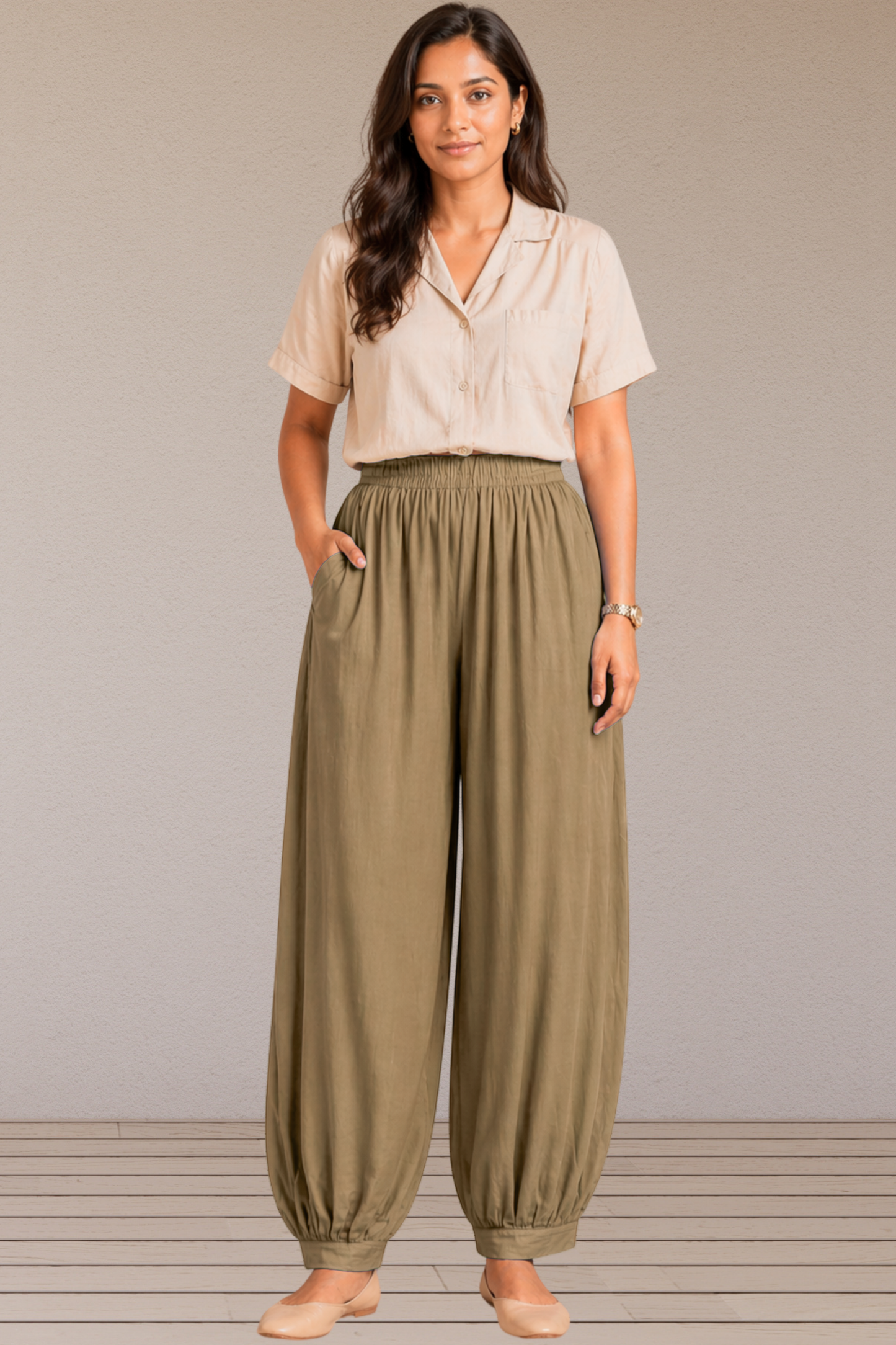 Almond Beige Rayon Afghani Pants