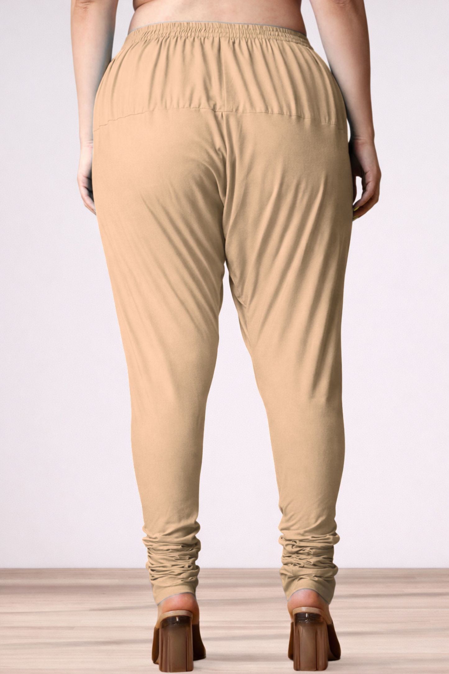 Almond Beige Rayon Churidar Pants
