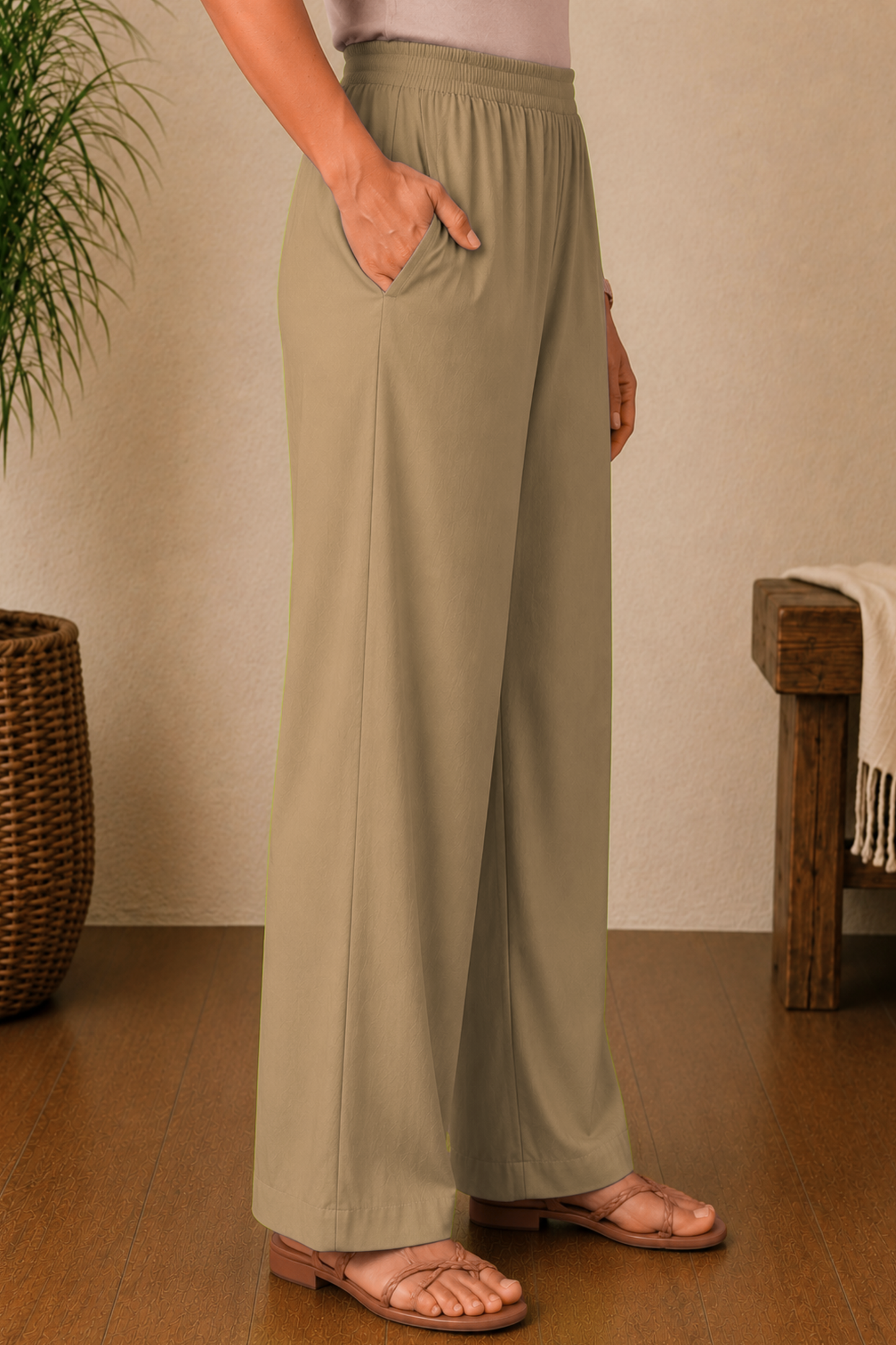 Almond Beige Rayon Kurti Pant